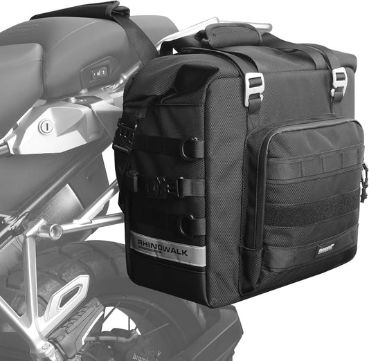 Rhinowalk Motorcycle Saddlebags Waterproof 25L Saddle Bag Quick Release side bag Fits Most Adventure and Sports Bike Motorcycle Racks,1 pack