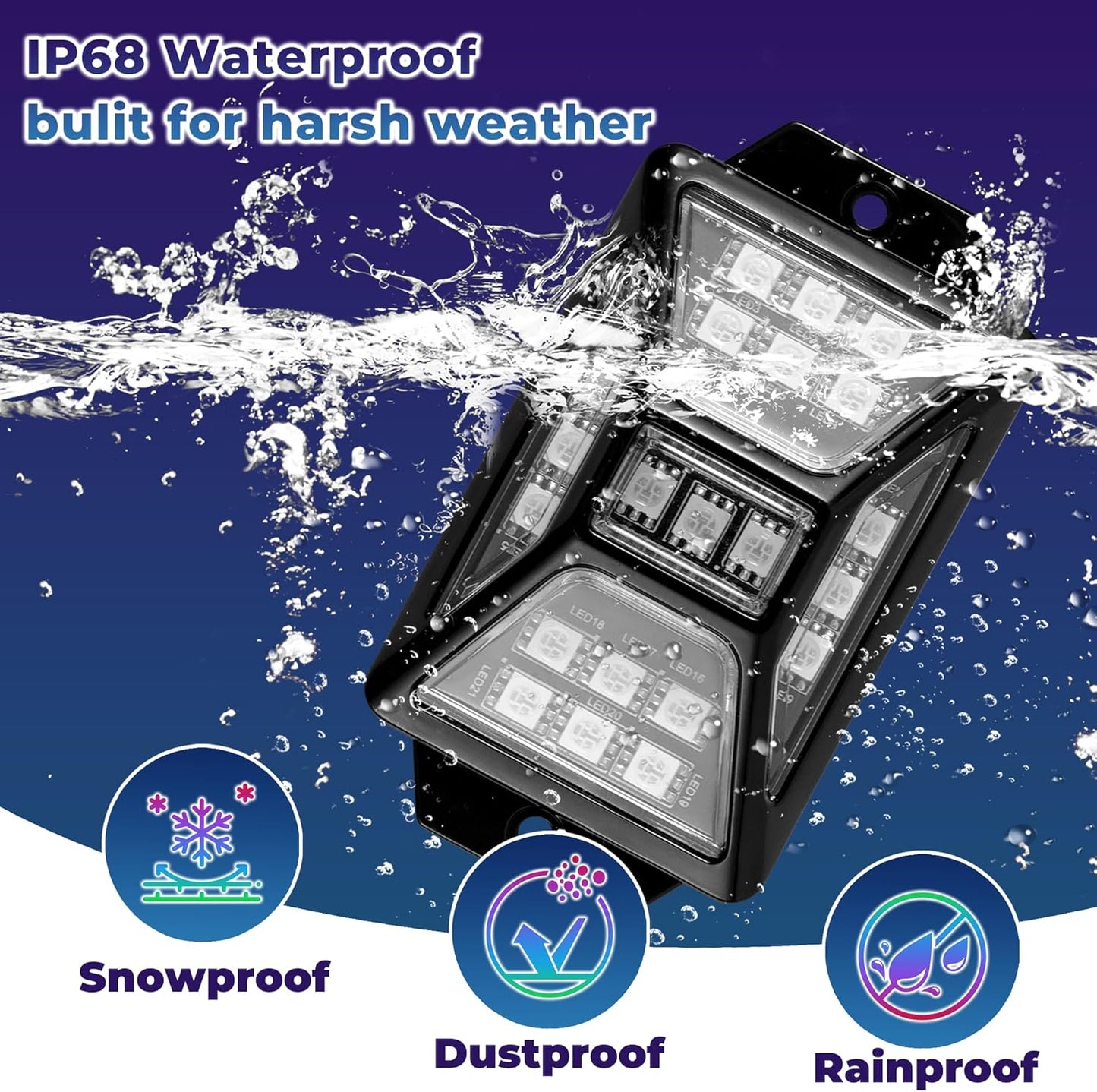 8 Pods 168 LEDs 5 Sides RGB Rock Lights, App/Remote Control Rock Lights for Trucks, Waterproof Multi-Color Bright Underglow Kits with Music Mode, Compatible with 12V Jeep UTV SUV ATV Golf RZR