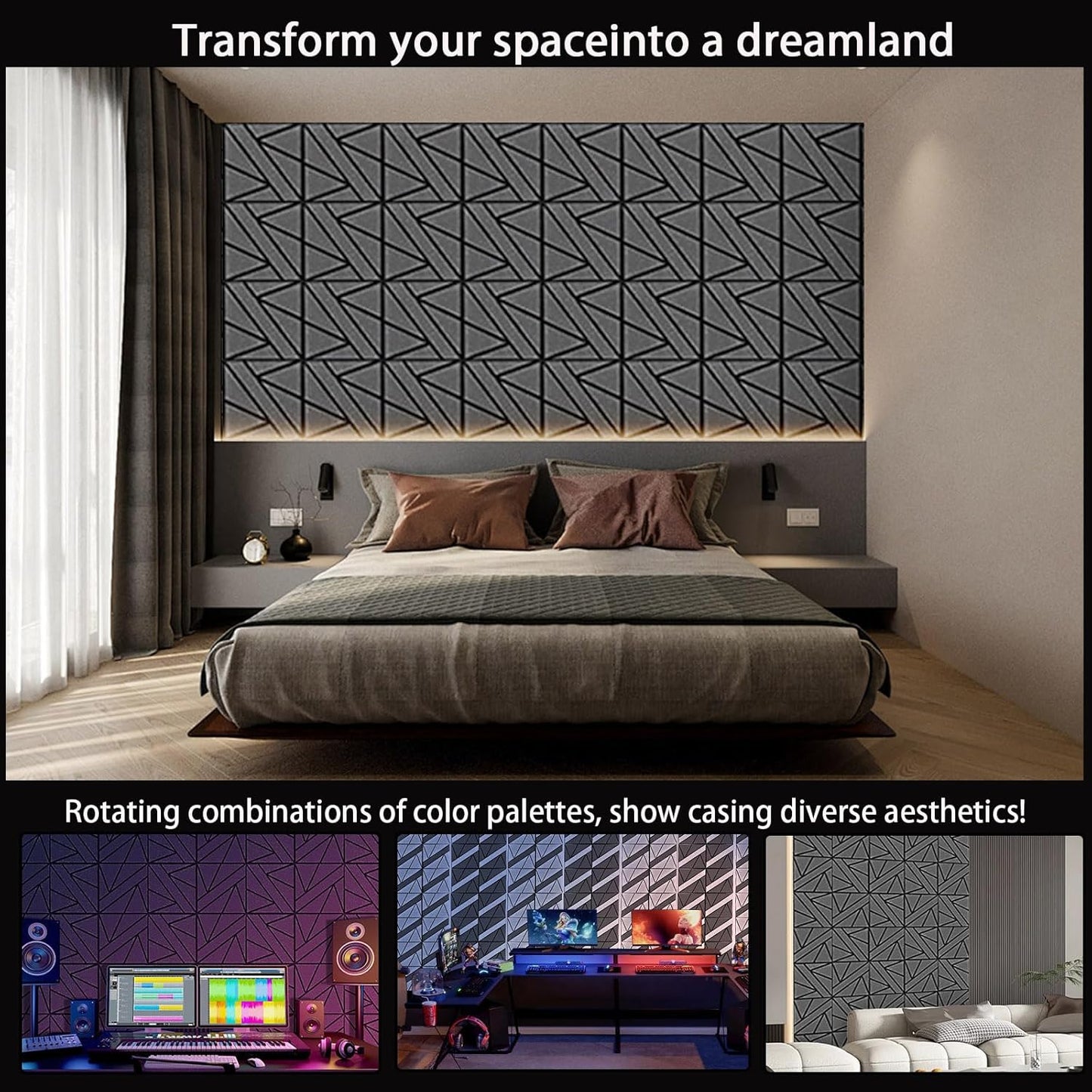 12 Pack Large Self-Adhesive Soundproof Wall Panels, 15.7 x 15.7 x 0.47 in Sound Proof Foam Panels for Walls, 1.2lb/ft³ High Density,Large Size Acoustic Panels, Sound Dampening Panels White