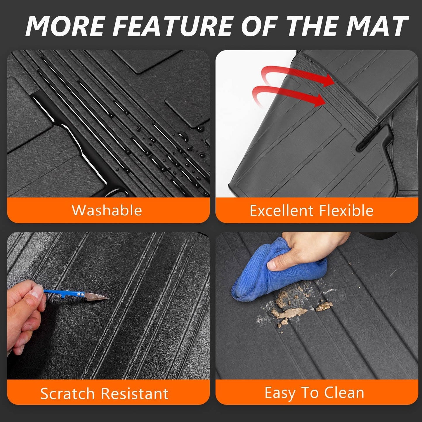 powoq Cargo Mat Compatible with 2020-2025 Toyota Highlander Backrest Mat TPE Cargo Liners Replacement for Toyota Highlander Accessories (Fit 2020-2025 Highlander,Rear Cargo Mat with Backrest Mat)