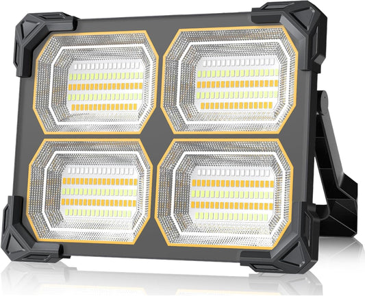 500W Led Work Light Rechargeable,42000MAh Solar Portable Light, 42000LM Magnetic Work Lights, 326 Led Battery Work Lights with Stand 5 Lights Modes IP66 Waterproof for Outdoor Camping Car Repairing