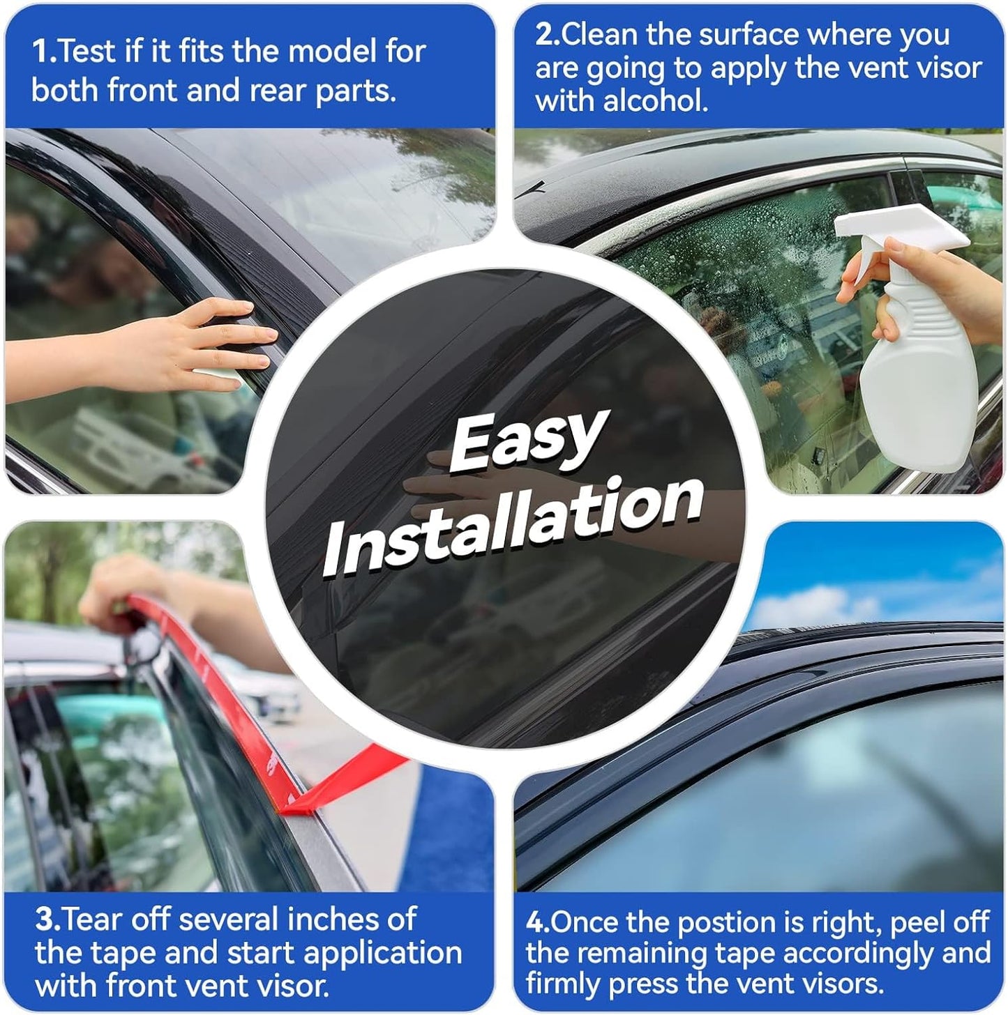 Window Visors Rain Guards for 2018-2024 Toyota Camry, Out-Channel Window Vent Wind Deflectors Visors Shades for Camry 18-24