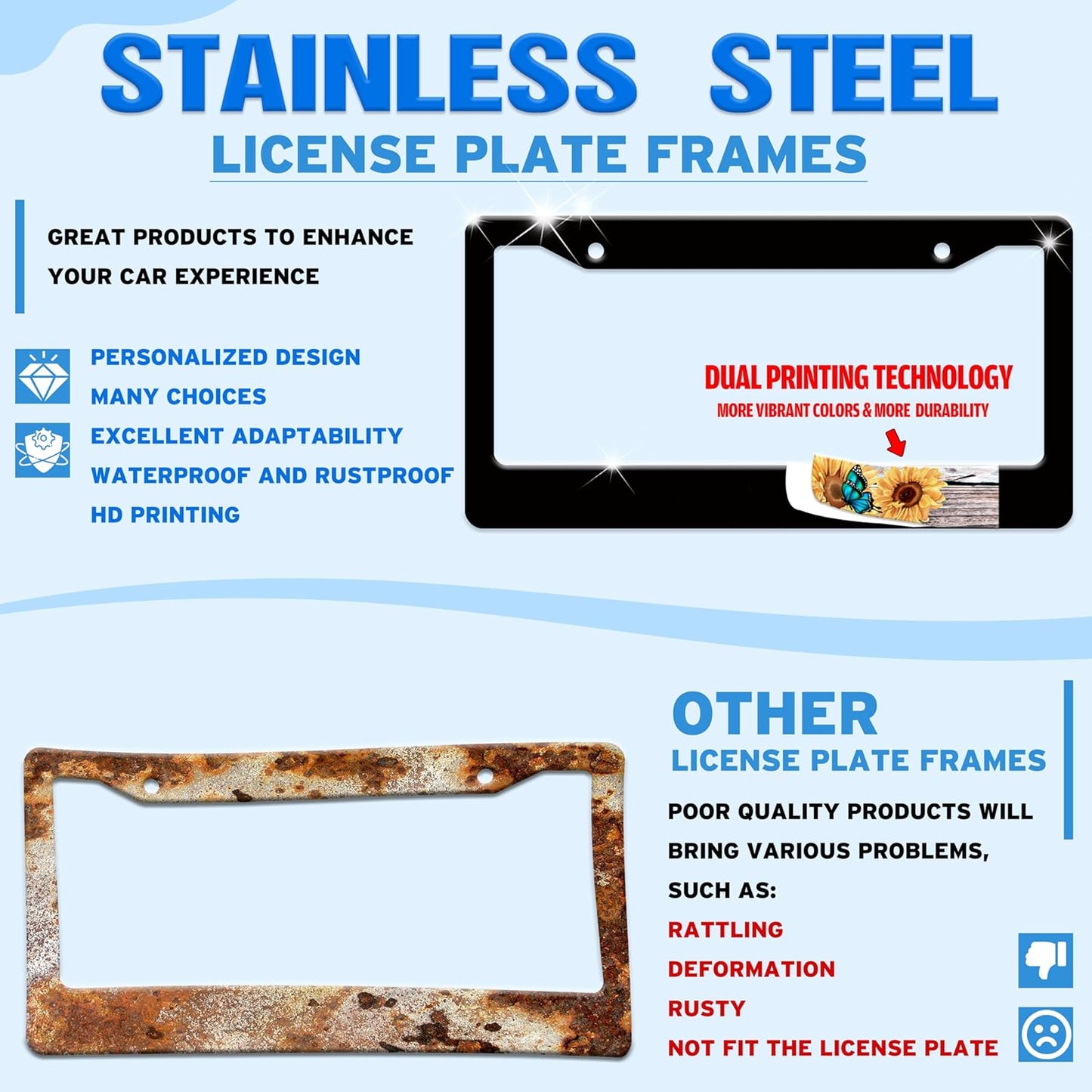 John 3:16 License Plate Frame Jesus Loves You License Plate Holder Christian Cross for Front or Rear Car Tags Stainless Steel Funny Car Decoration with Screws 6.3 X 12.2 in