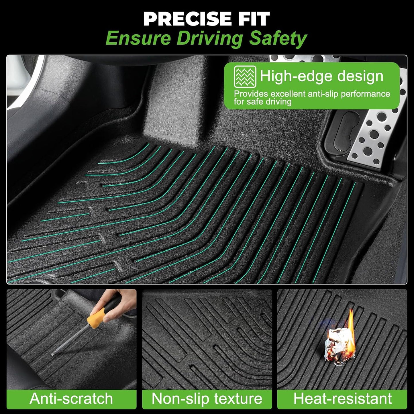 Floor Mats & Cargo Liner Custom for 2020-2025 Nissan Versa All Weather Protection TPE Floor Liners Front& Rear Row Full Set Nissan Versa Accessories,Black