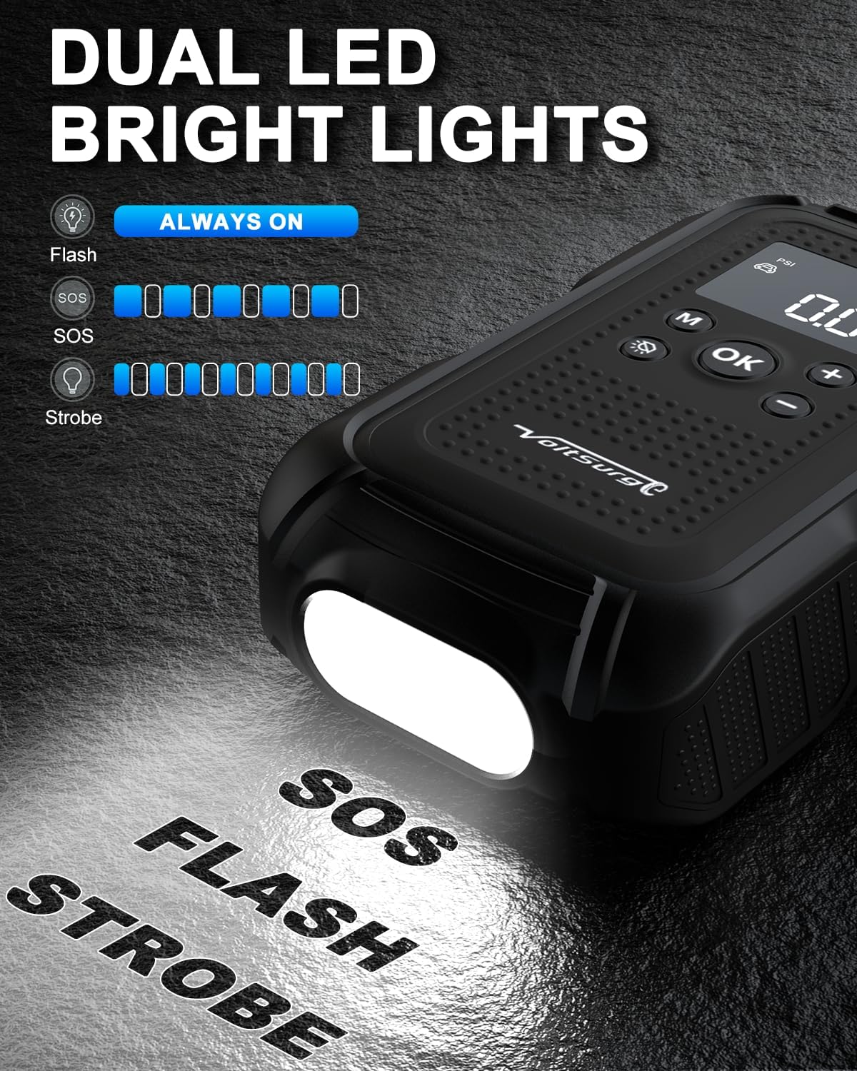 7000A Jump Starter with Air Compressor, VoltSurge 150PSI Battery Charger Pack (All Gas/10.0L Diesel), 12V Battery Jumper Starter Portable, Car Jump Box with Large LCD Display