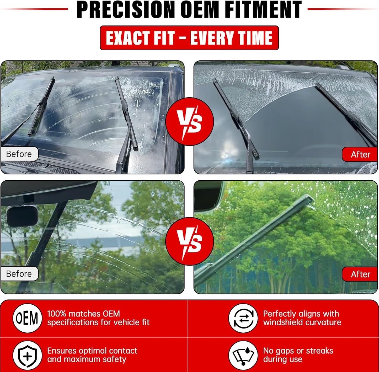 Windshield Wiper Blades Replacement for 2015-2021 Kia Sedona / 2020-2023 Kia Telluride Original Factory Quality Front Rear Wipers Blade Set for My Car - 26" 18" 13" (Pack of 3)