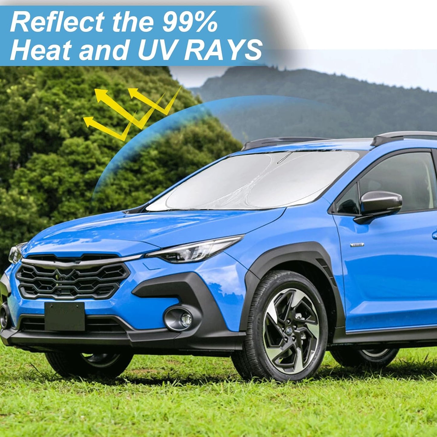 Custom Fit 2025 2026 Crosstrek Wagon Sunshade for 2024 2023 2022 2021 2020 2019 2018 Subaru Crosstrek Wagon Accessories Front Window Sun Shade Shield Cover for Windshield Foldable Sun Visor Protector