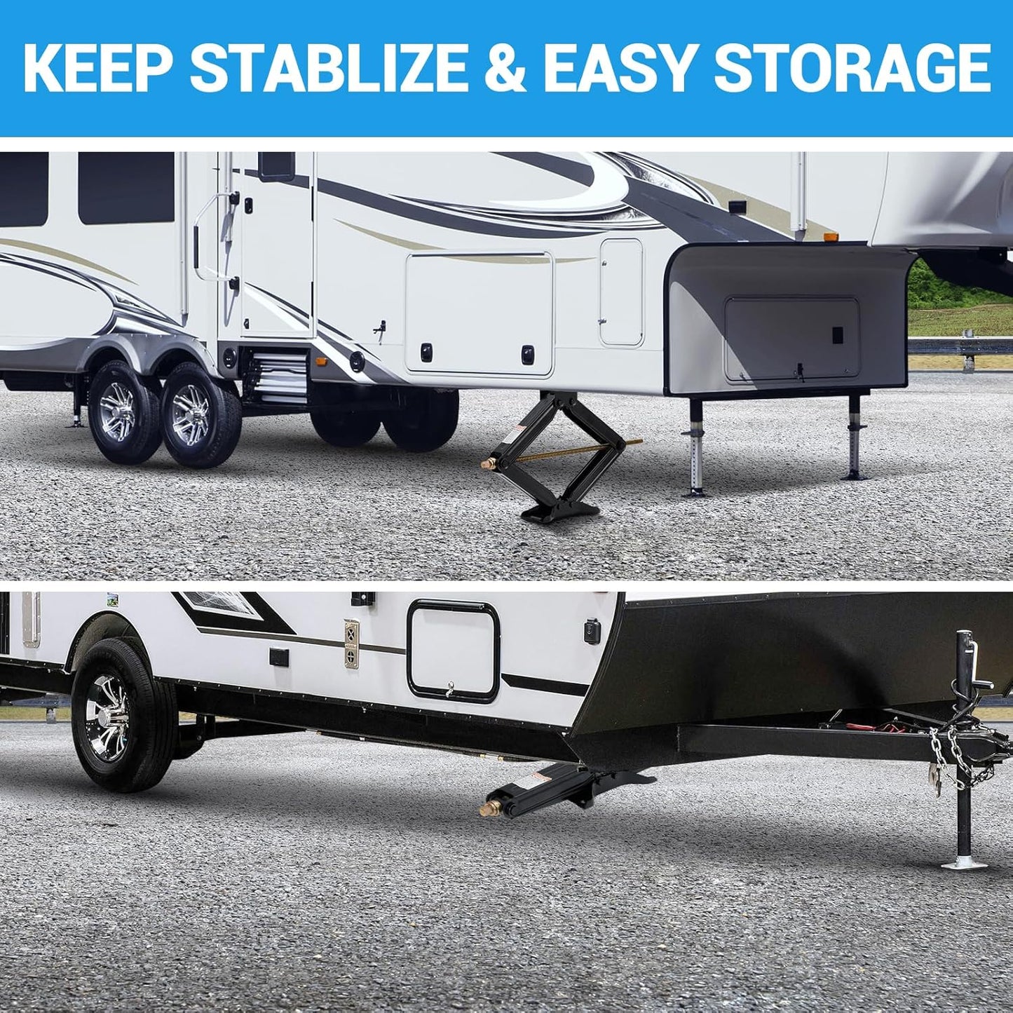 24" Car Scissor Jack,Support 7500lb Load Capacity Leveling Stabilizer with Crank Handle, RV Stabilizer Jack with 4"-24" Adjustable Height, Powder Coated Steel for Travel Trailers, RVs & Campers