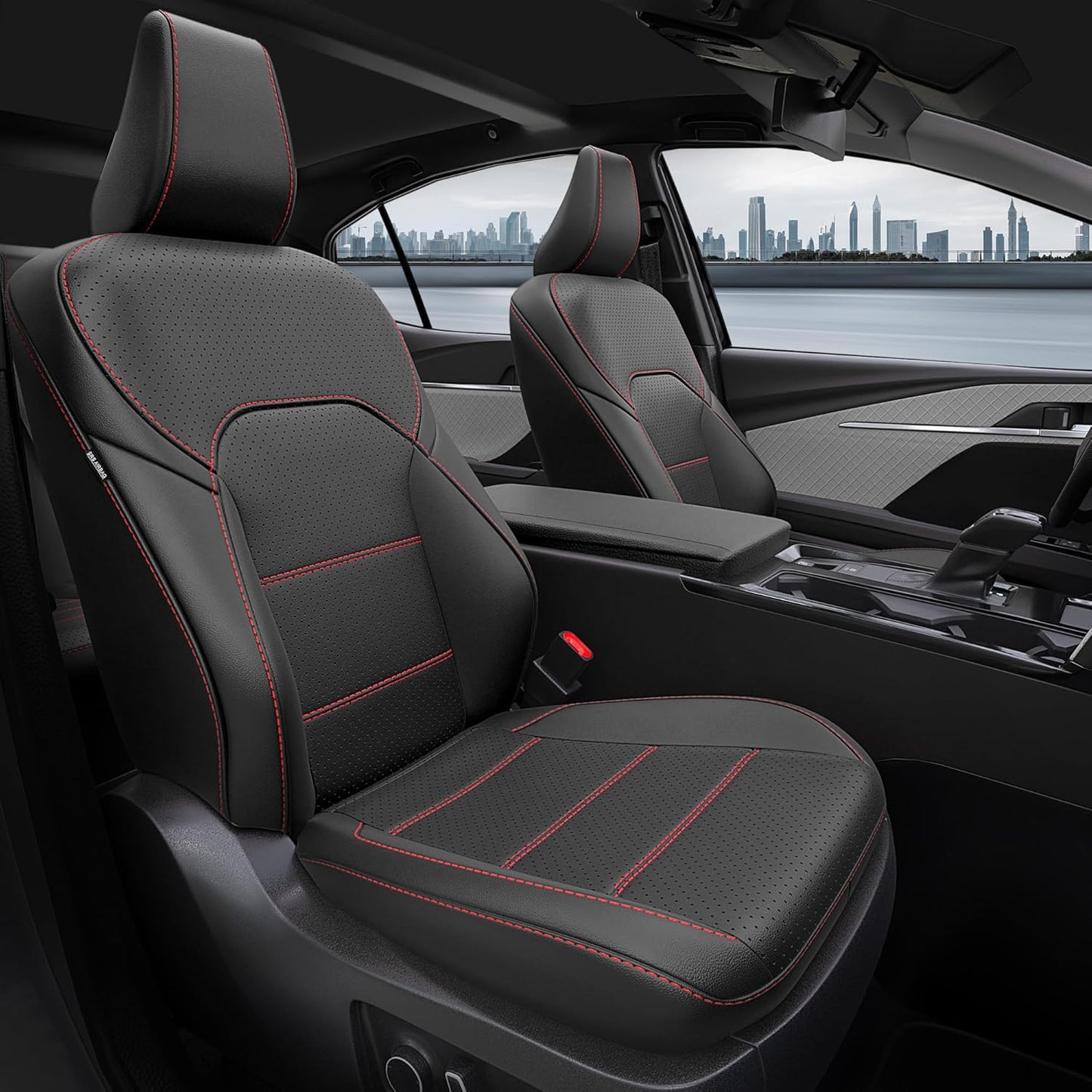 for Toyota Camry Seat Covers XSE XLE 2025 - Custom Fit Car Seat Covers Full Set, Leather Seat Covers for Cars, Waterproof Car Seat Cover, Black Red