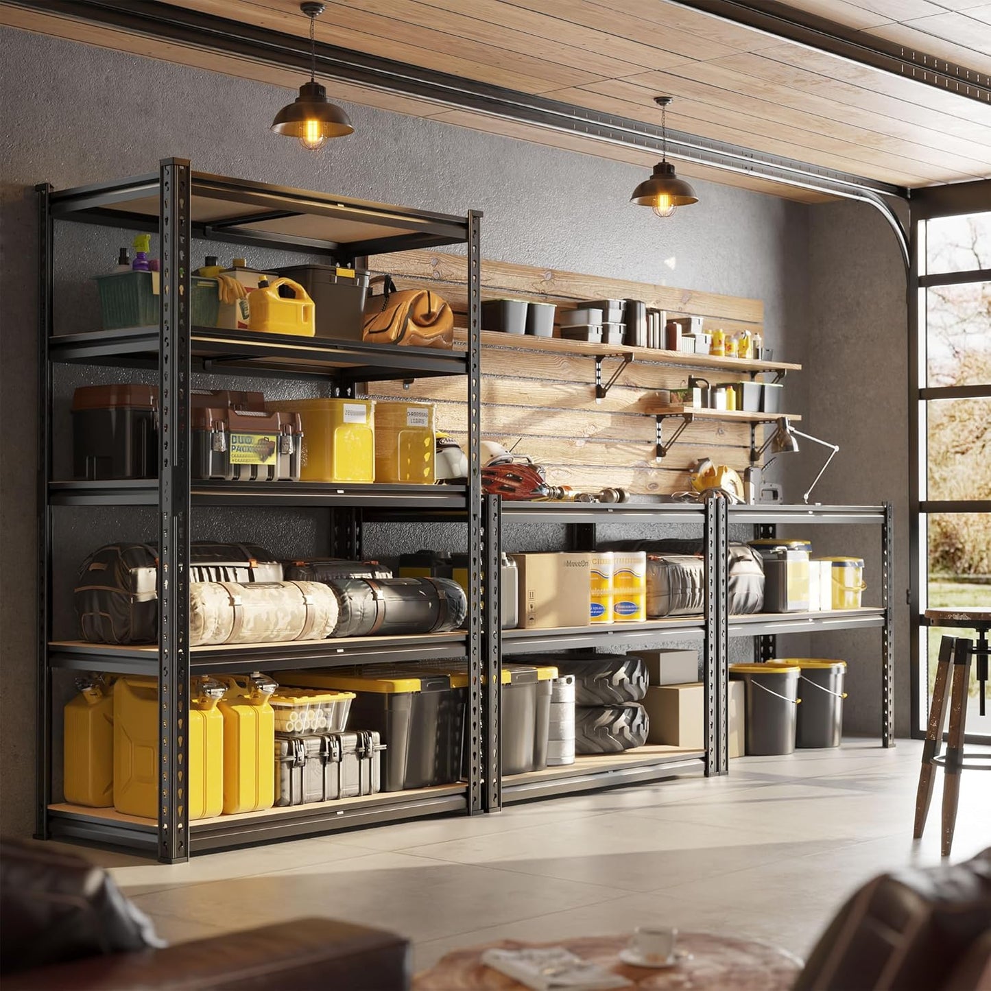 63" H Garage Shelving 31.5" W Storage Shelves Adjustable 2000LBS Metal Shelving Heavy Duty Garage Shelves for Pantry Kitchen Closet Basement Warehouse