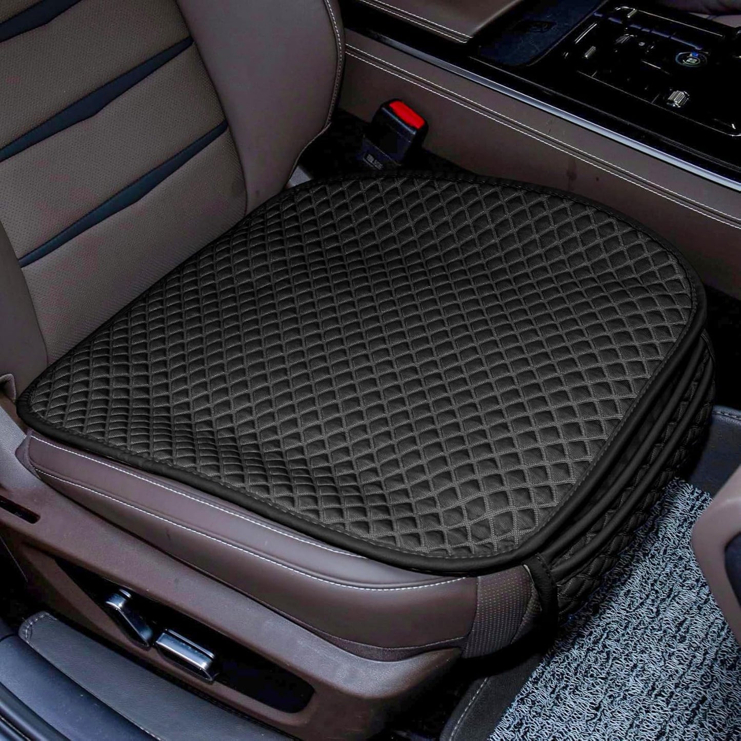 Linen Bottom Car Seat Covers Cloth,Fabric Car Seat Covers Front Seat Only,Cooling Car Seat Pad Cushion for Trucks Breathable Ventilated [Black]