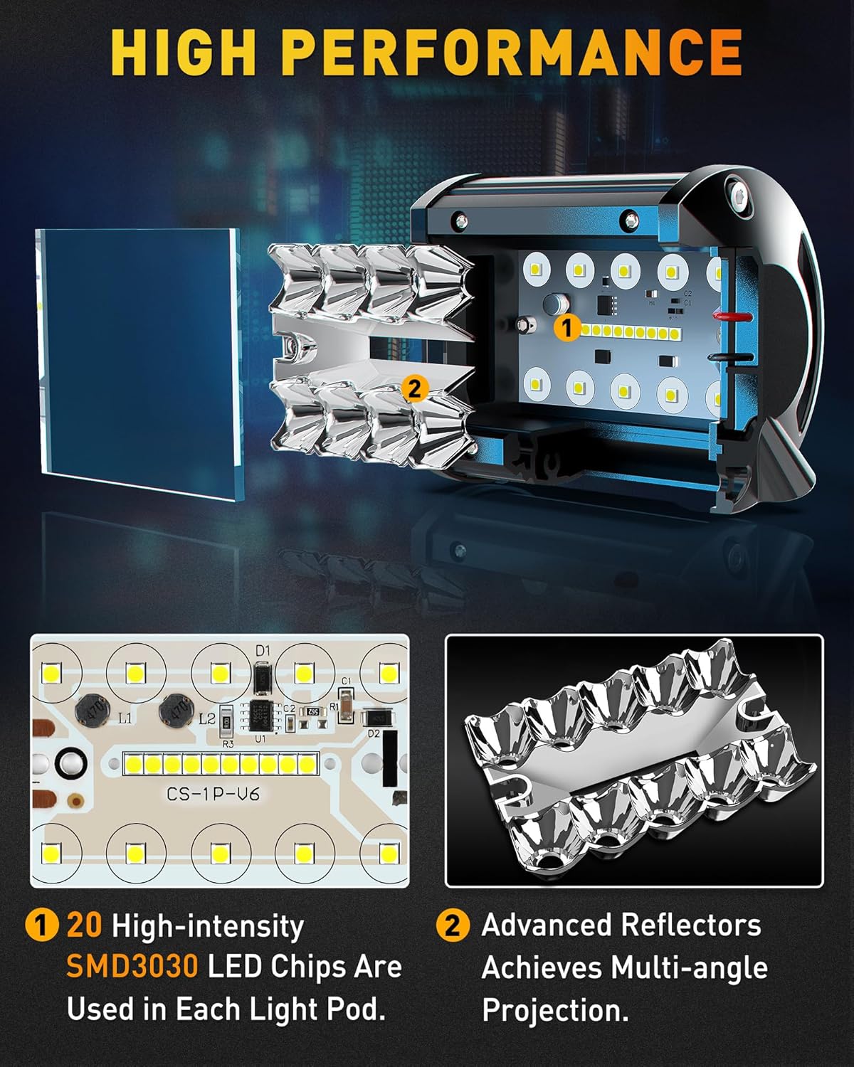 NAOEVO 4 Inch LED Pod Lights, 240W 24,000LM LED Fog/Driving/Off Road Lights with Spot Flood Combo, Cube Pods for Truck Boat ATV UTV Pickup, 4 Pcs (White)