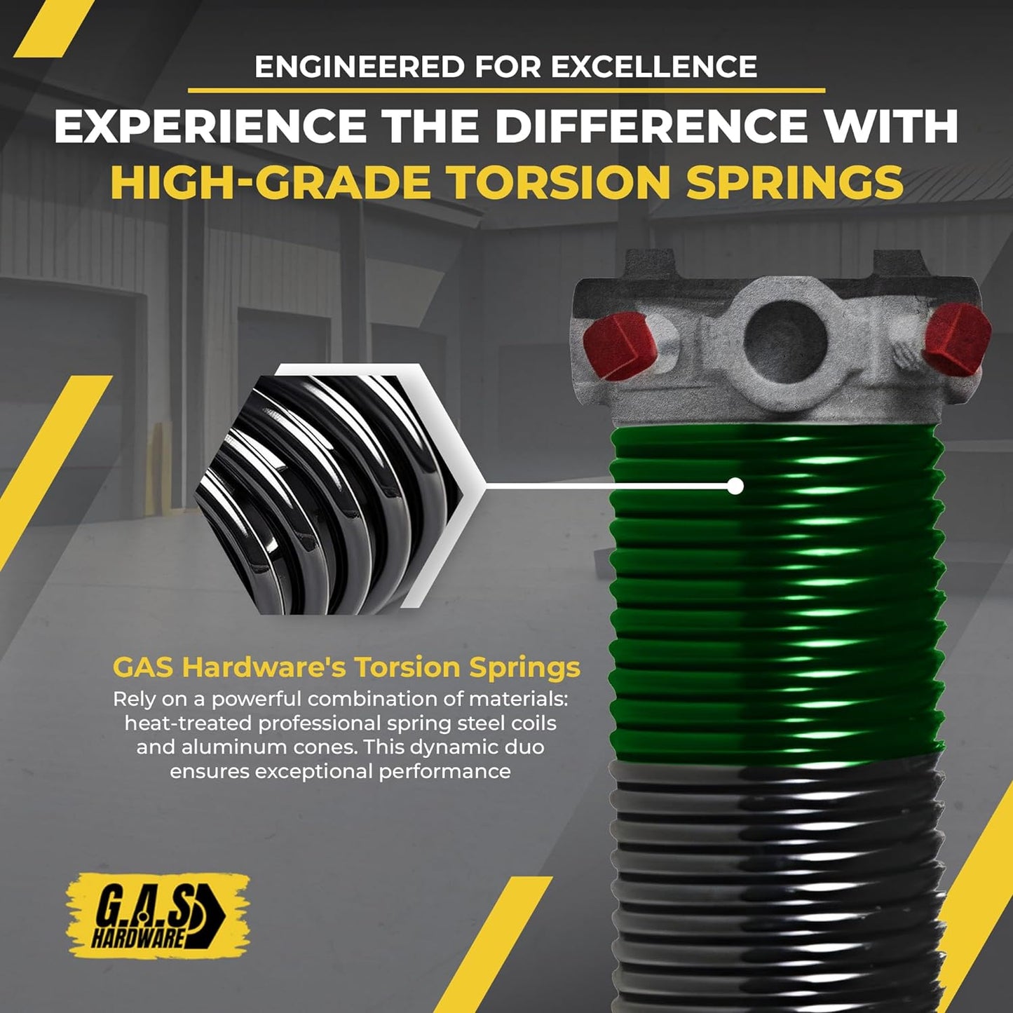 Garage Door Torsion Spring 243x1.75x33 Includes 1” Steel Bearing, Gloves, Manual, and Winding Bars for Right Side of Garage Door Precision E-Coating 5-Year Warranty Min. 30,000 Cycles (Black Cone)