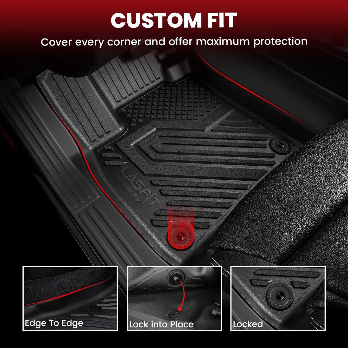 LASFIT Floor Mats & Cargo Liner for Chevrolet Chevy Trax 2024-2026, All Weather TPE Custom Fit Floor Mats for Cars, Car Floor Mats Full Set for Chevrolet Trax Accessories, Black (4PCS)