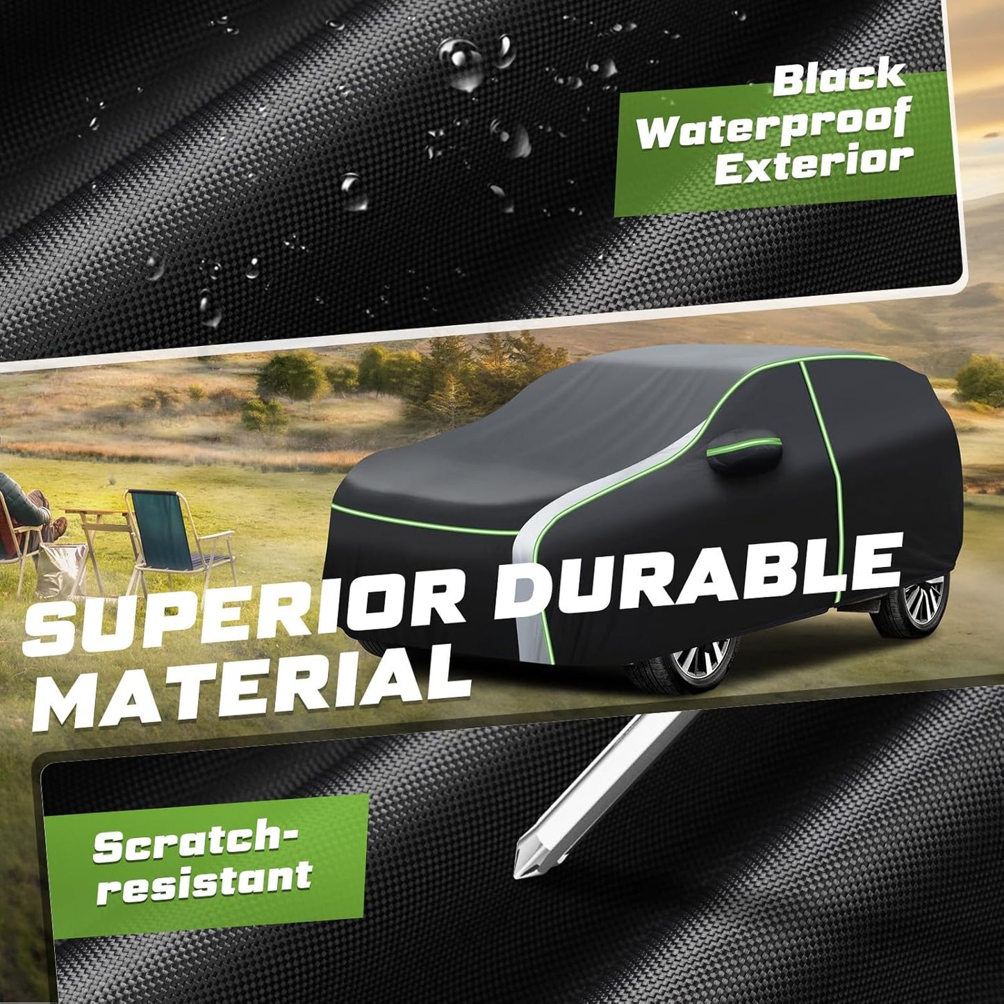 Mixsuper Liner Car Cover for Toyota RAV4 1994-2026, 7 Layers Waterproof Car Cover Accessories for RAV4 with Zipper Door, Windproof Straps, Reflective Strips, Anti-UV, All Weather