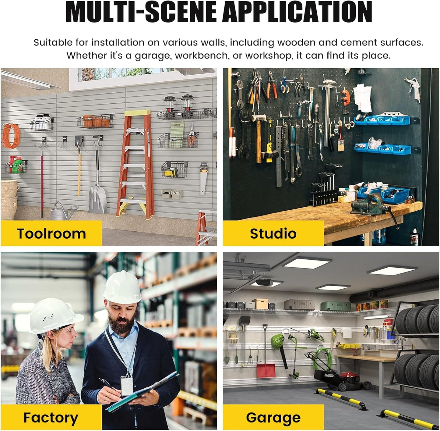 Wall Mount Power Tool Organizer, 4 Layer 12 Drill Hangers Storage Rack, Tool Organizers and Storage for Garage, Workshop, Pegboard, Shed - 50 inch