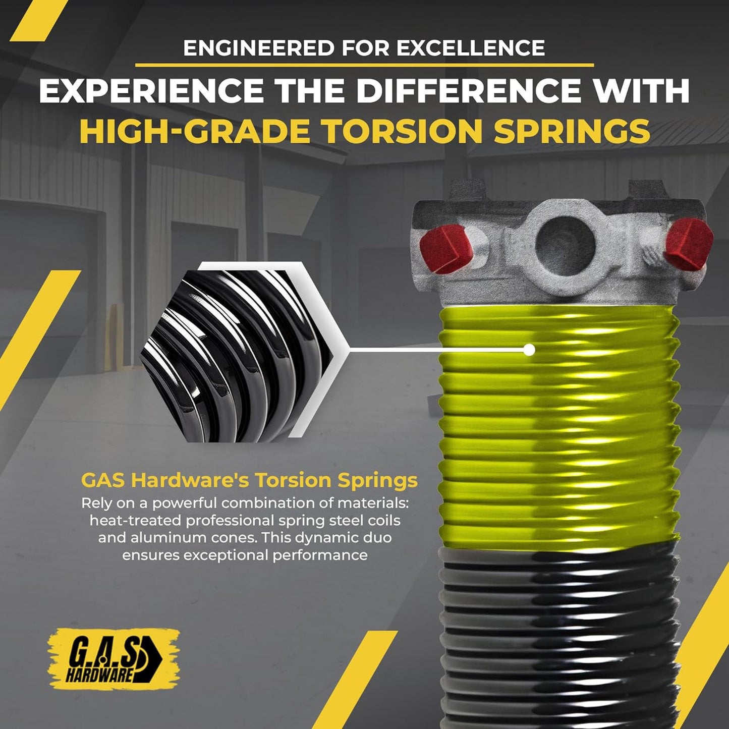 Garage Door Torsion Springs 207x2x24, Includes 1” Steel Bearing, Gloves, and Winding Bars for The Left and Right Side of Garage Door Precision E-Coating 5-Year Warranty Minimum 30,000 Cycles (Pair)
