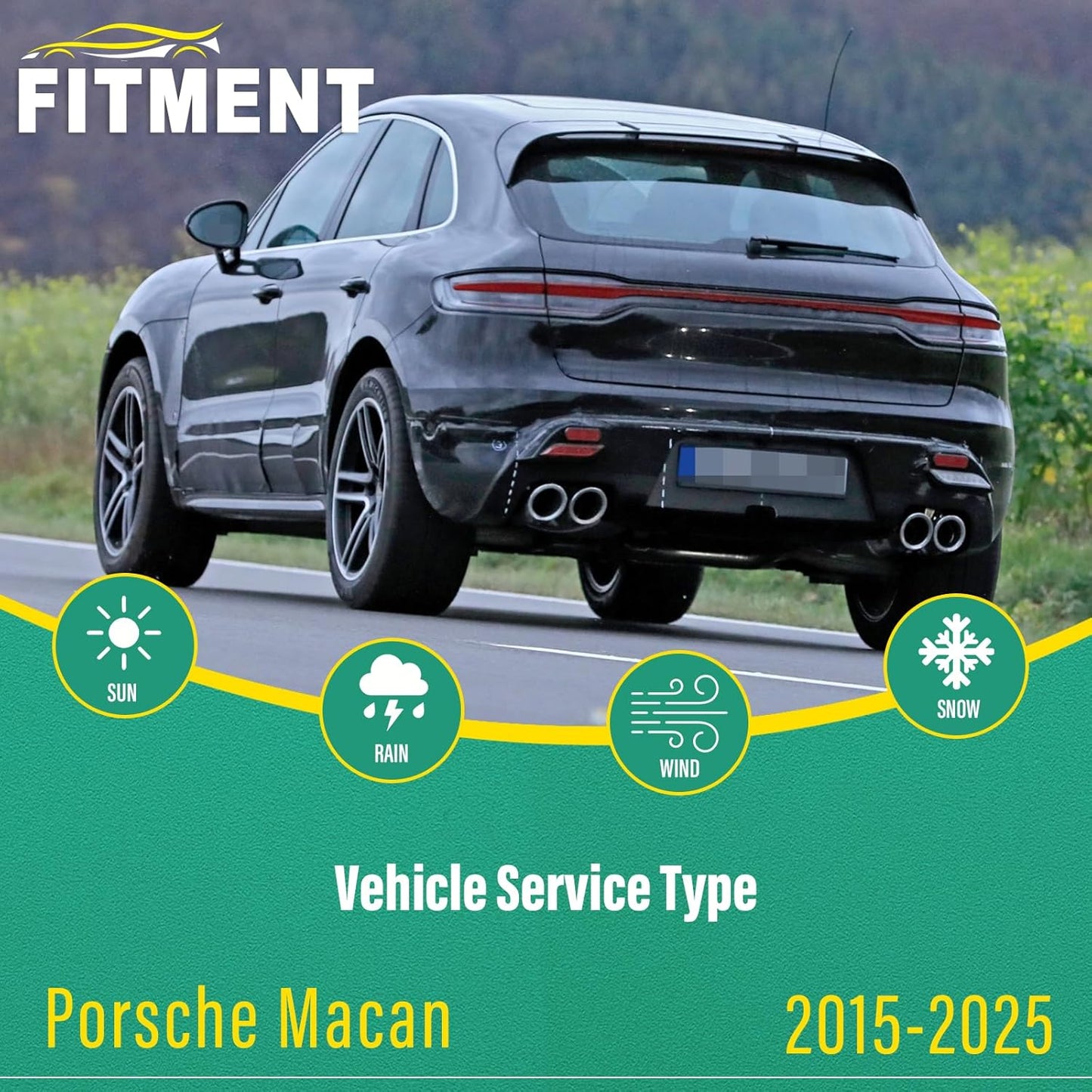 24" 20" 15" Windshield Wiper Blades Replacement for Porsche Macan 2015 2016 2017 2018 2019 2020 2021 2022 2023 2024 2025 Premium All Weather Front Rear Wipers Set - OEM Quality (Pack of 3)