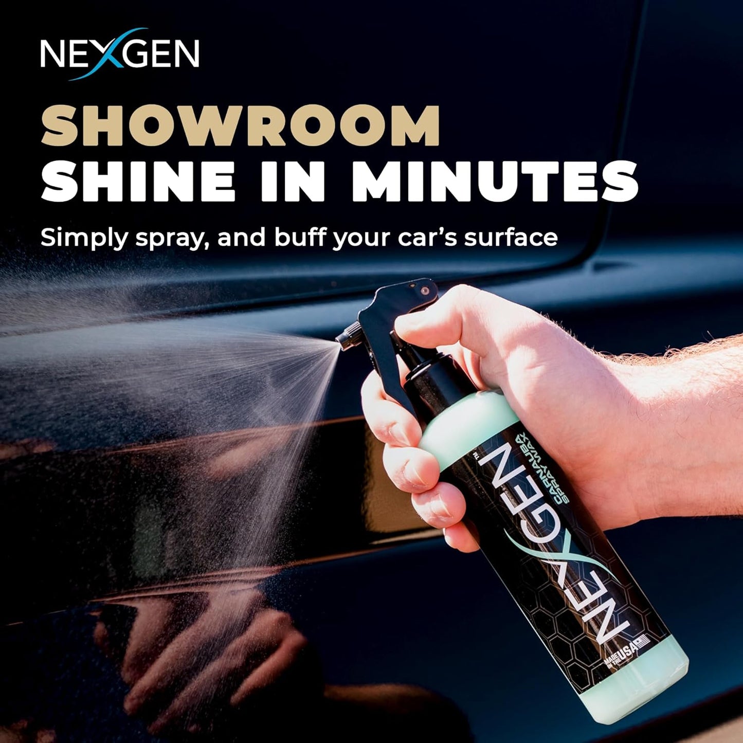 Nexgen Carnauba Spray Car Wax (8oz) - Nano-Polymers & Brazilian Carnauba for UV Defense & Wet-Look Gloss - Instant Car Detailing - Car Cleaning Supplies - Spray Wax for Cars, Trucks & More