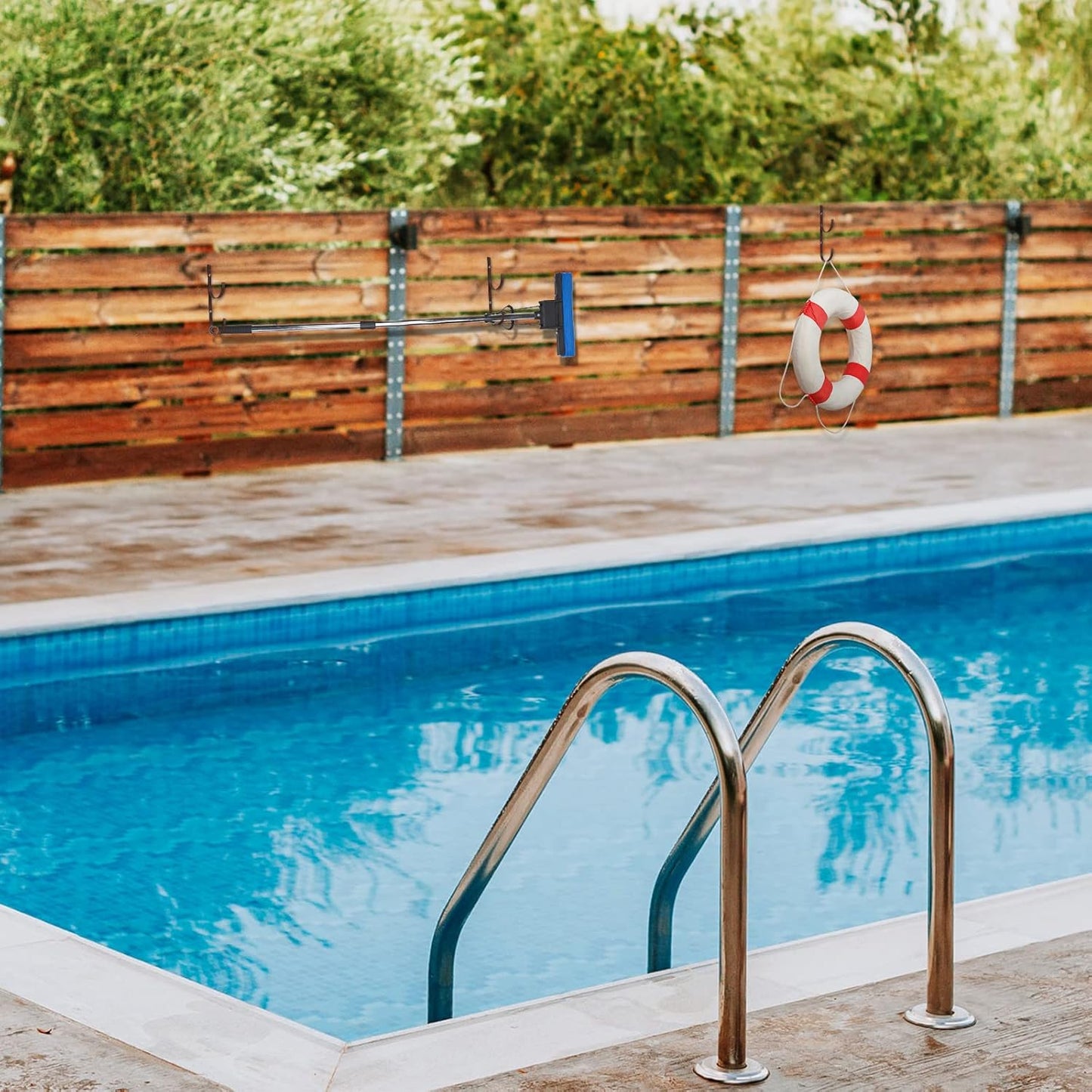 6 Pieces Pool Pole Hook Hanger Swimming Metal Brackets Pool Hook with 12 Pieces Screws for Telescopic Poles, Skimmers, Leaf Rakes, Net, Brush, Vacuum Hose, Garden and Pool Accessories (Coffee Color)