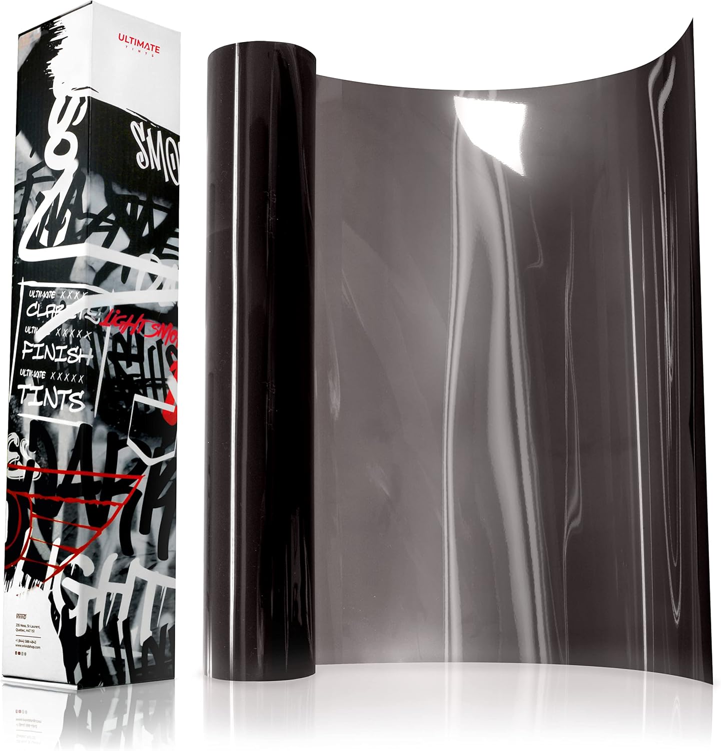 VViViD+ Ultimate Headlight Taillight Tint Vinyl Wrap (16" x 10ft, Light Smoke)