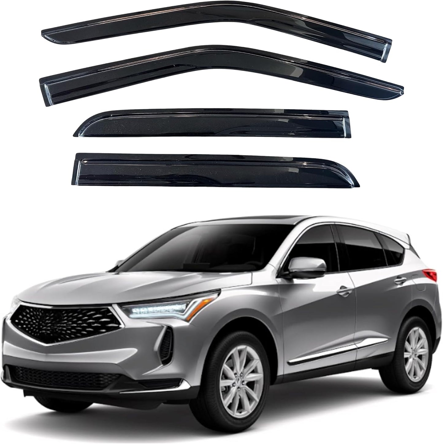 KPY Window Visor Compatible with Acura RDX 2019-2025, 4PC Rain Guard Side Window Vent Deflectors Tape-On Mugen Style, 2019 2020 2021 2022 2023 2024 2025