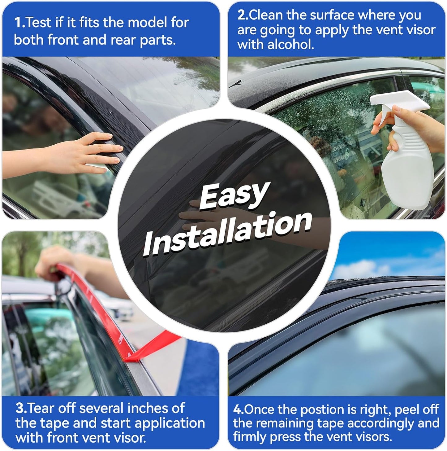 Window Visors Rain Guards Shield for 2010 2011 2012 2013 Mazda 3 Sedan, Out-Channel Window Vent Wind Deflectors Visors Shades for 10 11 12 13 Mazda 3 (Not for Mazda 3 Hatchback)