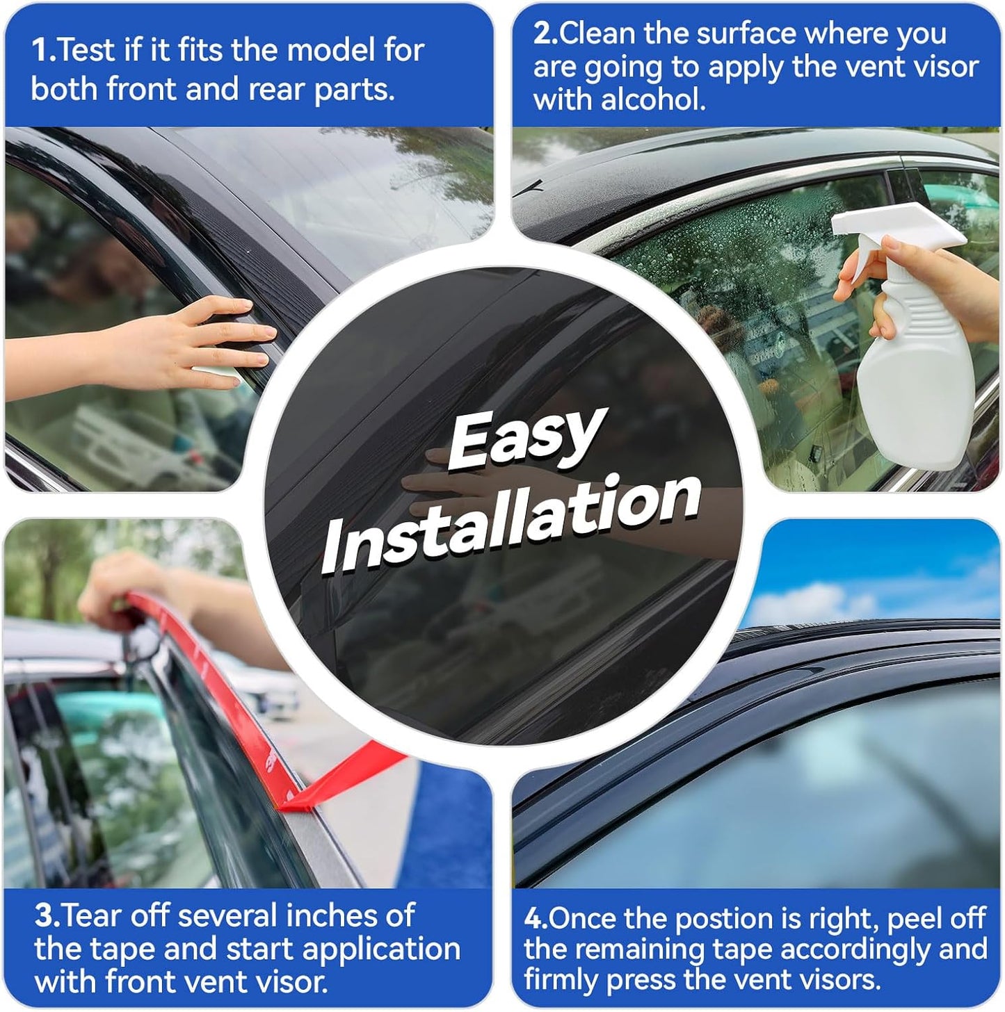 Window Visors Rain Guards Shield for 2008 2009 2010 2011 2012 Chevy Malibu, Out-Channel Window Vent Wind Deflectors Visors Shades for 08-12 Malibu