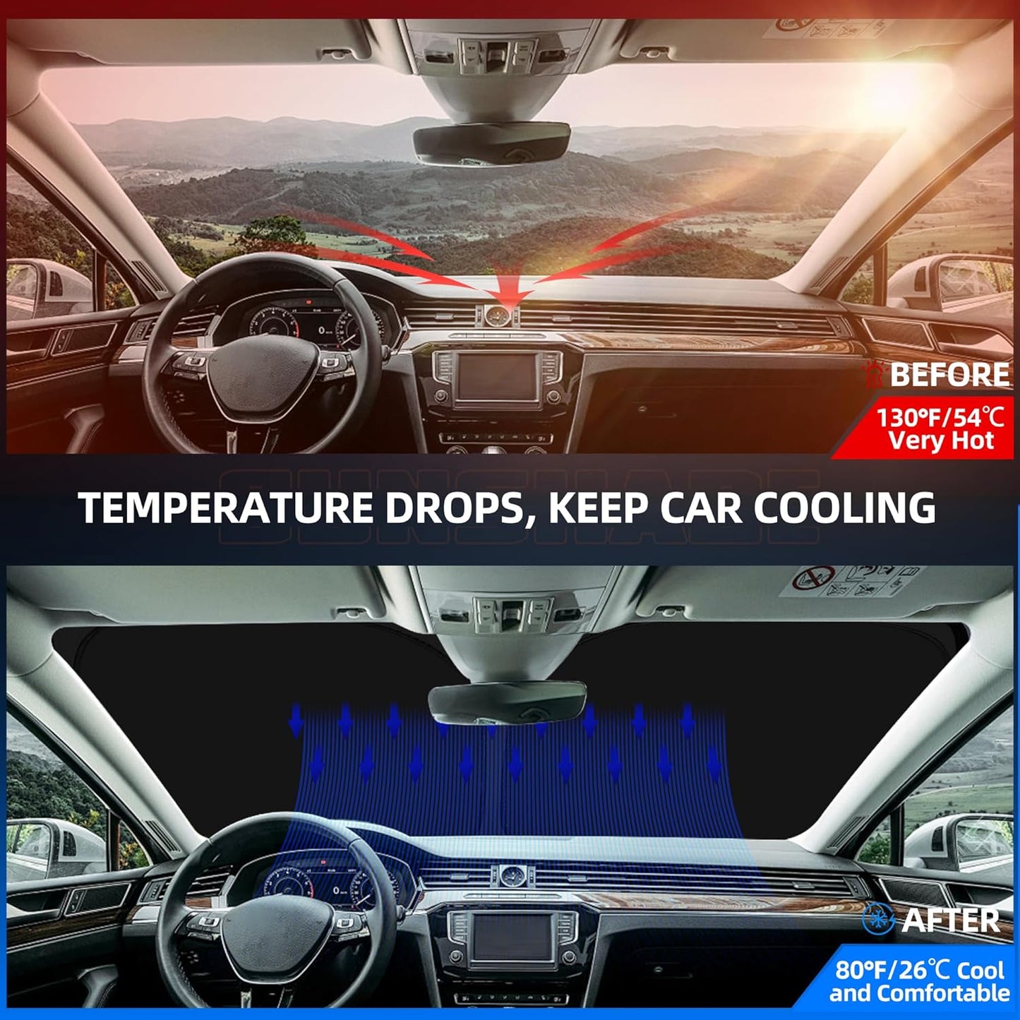 Windshield Sun Shade for Kia EV6 2022-2025 2026 Foldable Sunshade Custom Fit Front Window Car Interior Accessories Protector Blocks UV Rays