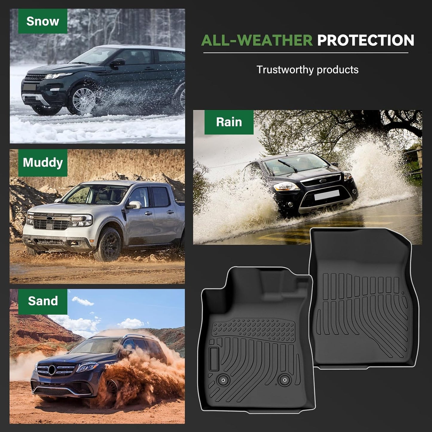 Floor Mats and Trunk Mat Custom Fit for Chevy Trailblazer FWD 2021 2022 2023 2024 2025 with Cargo Liner All Weather TPE Anti-Slip Thicken Car Mats for Chevrolet Trailblazer Accessories