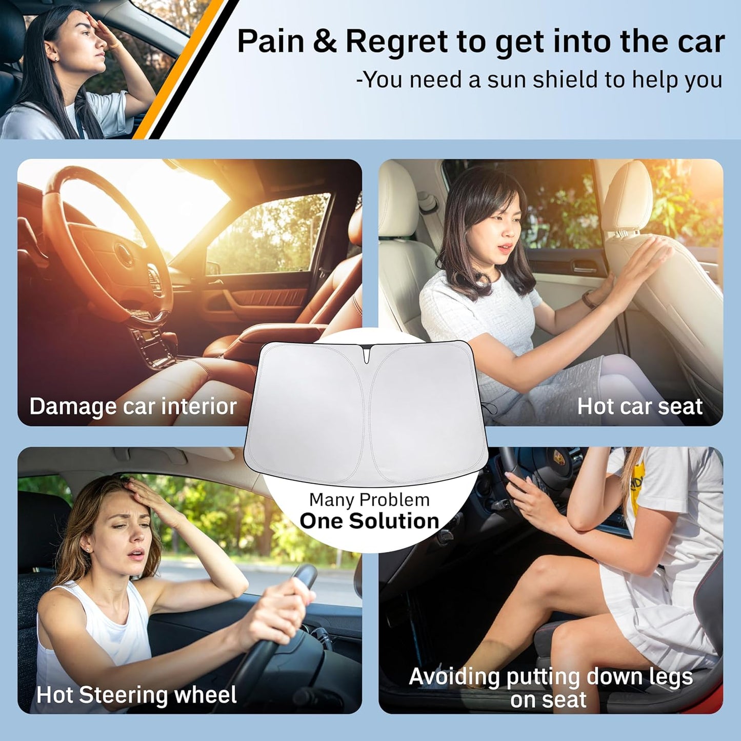 EcoNour Windshield Sun Shade Compatible for Volvo XC90 (2016–2025) | Front Window Shade for Luxury SUV | 4-Layer, 240T Sunshade Accessories | UV & Heat Blocker for XC90 Windshield