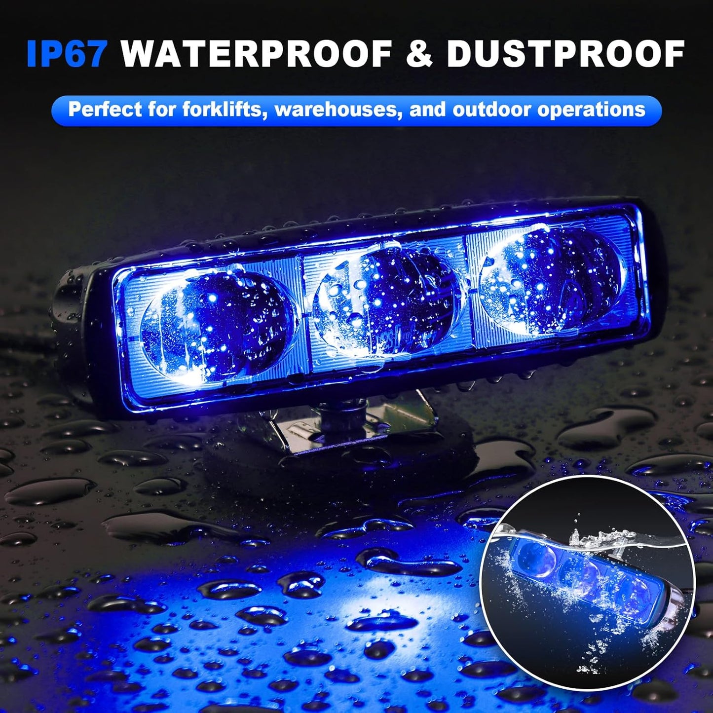 2Pcs Forklift Safety Light Blue, 30W Straight Line Forklift and AGV Safety Indicator Warehouse Hazardous Area Warning Light for Warehouse and Industrial Use (DC 10-100V)