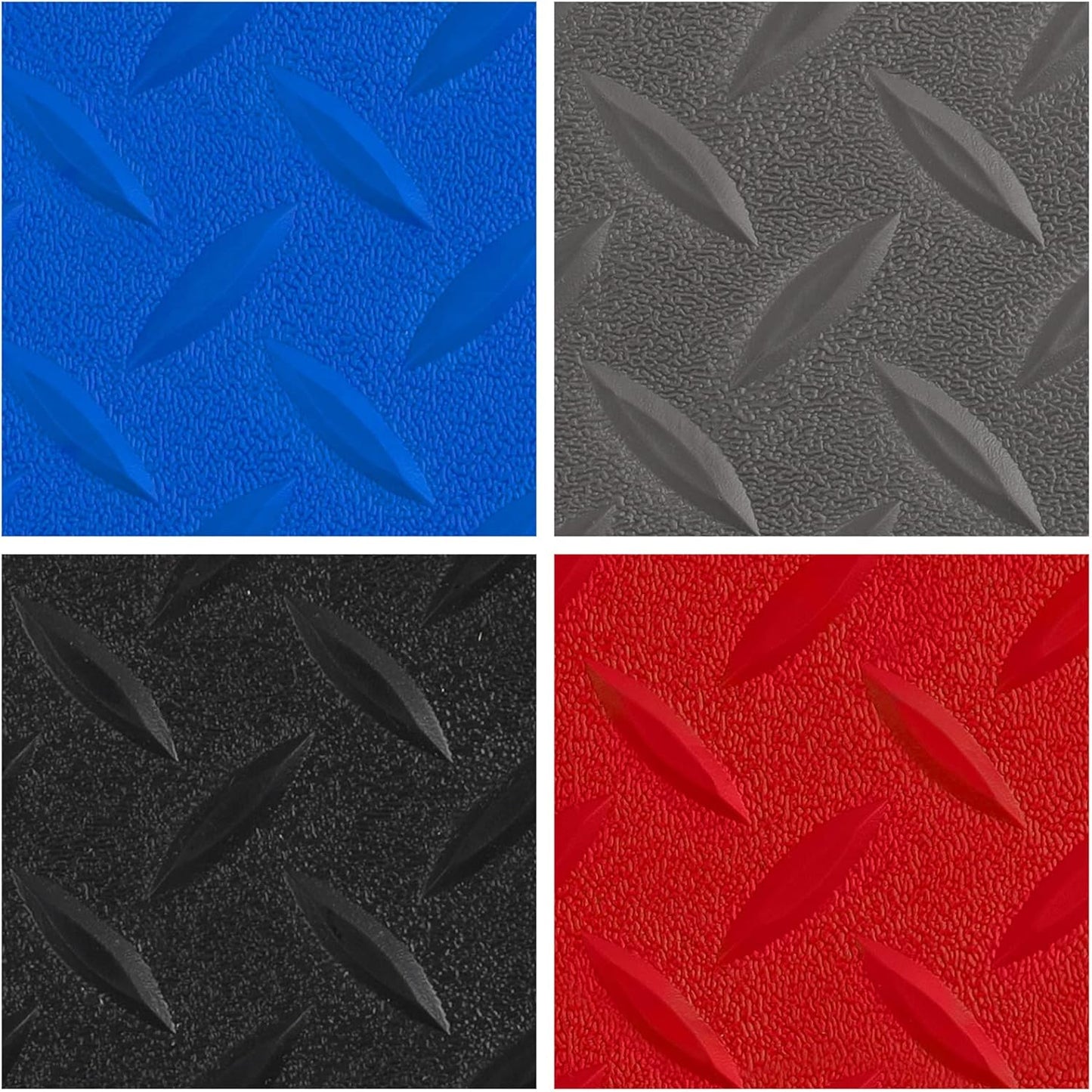 Boshen 7.5Ft x 17Ft Garage Floor Mat 2.5mm Thickened Rubber Flooring Roll 127.5sqft Diamond Plate PVC Rubber Trailer Mat Non-Slip Floor Protector Mat for Garage Warehouse Basement Trailer - Grey