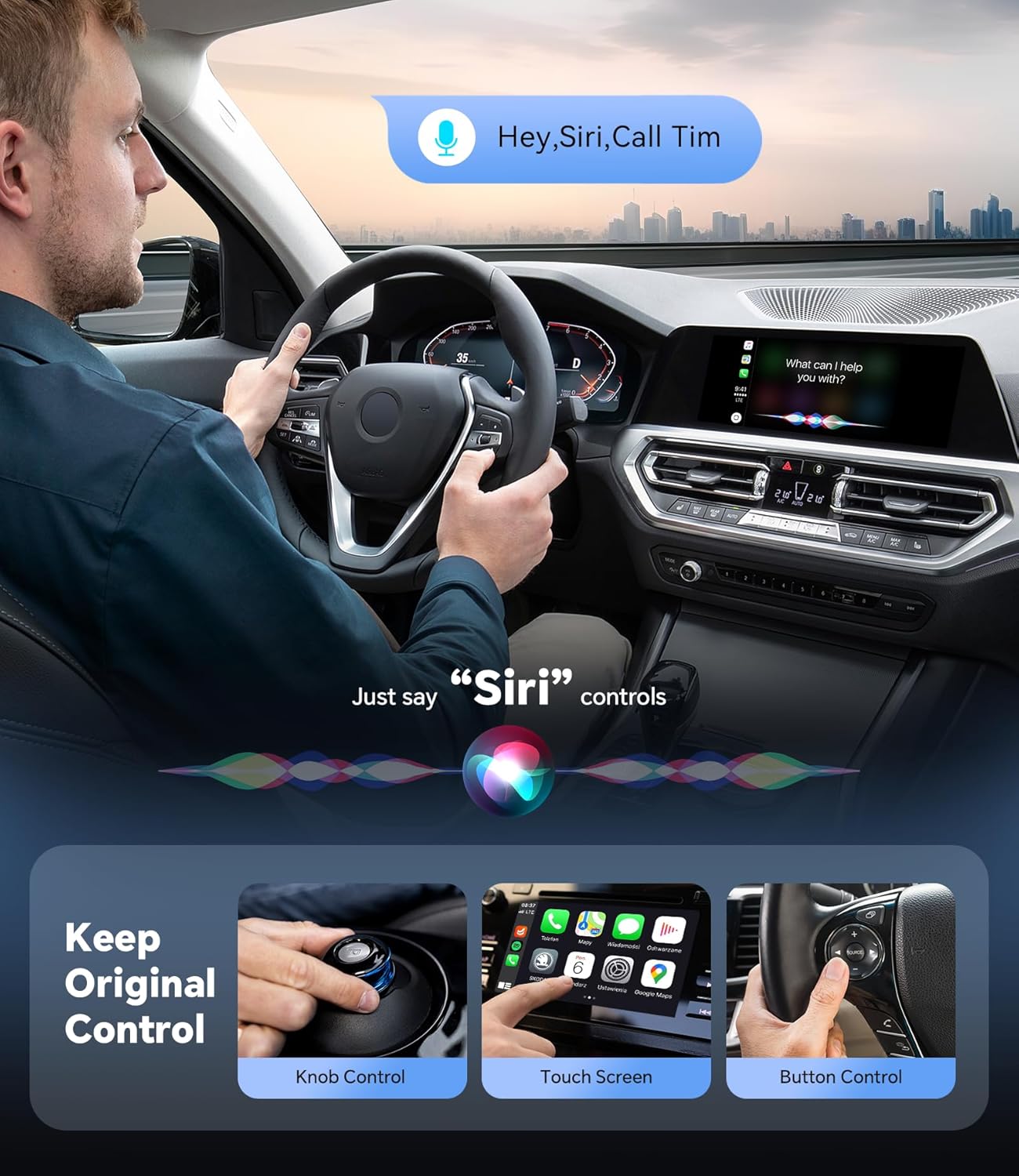 ENOMIR Wireless CarPlay Adapter 2025 Upgrade, Plug & Play CarPlay Adapter Wired to Wireless, Mini USB Design, Fast Auto-Connect, No Delay, Compact Design for iPhone & Android, Matte Silver