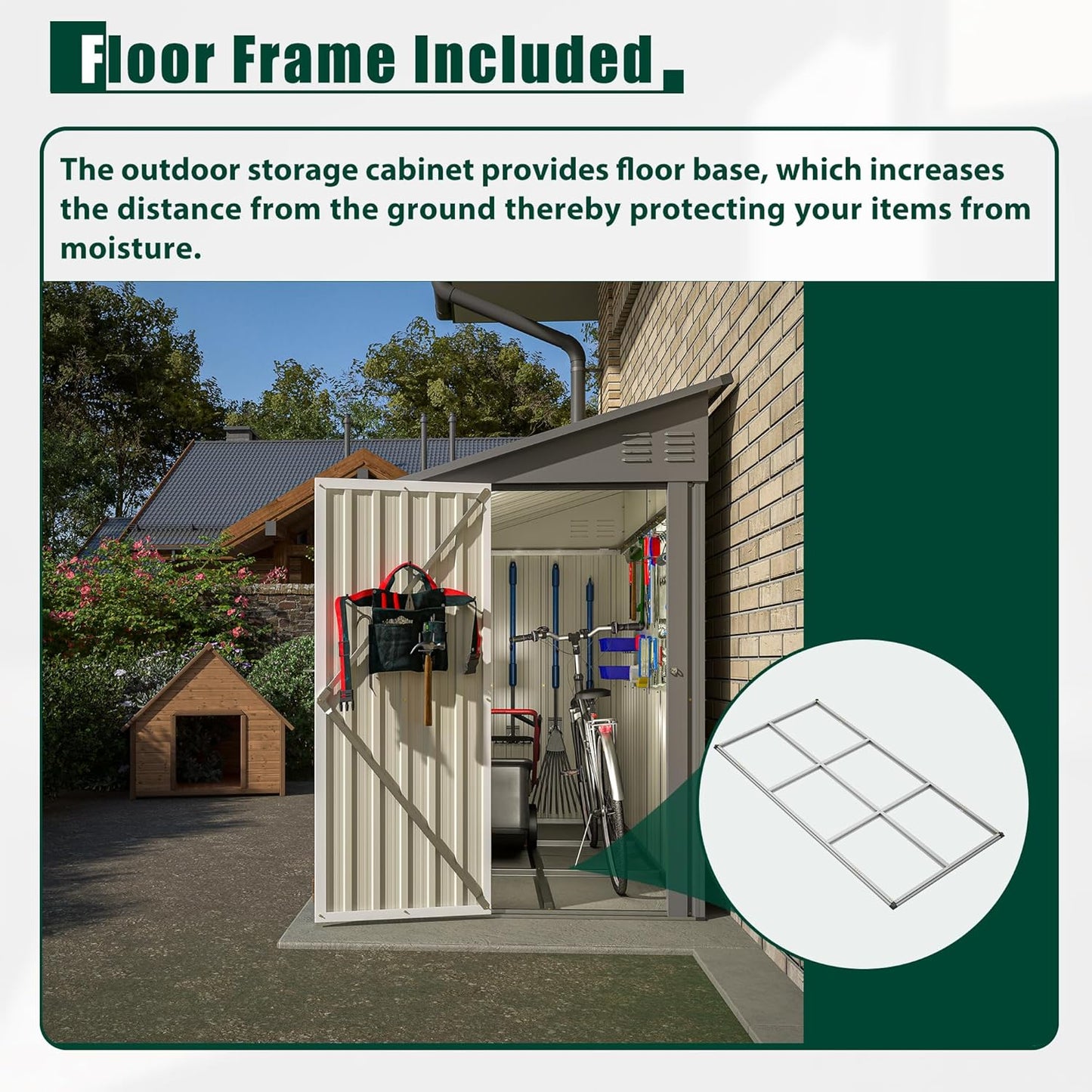 4x8 FT Outdoor Storage Shed,Lean to Metal Shed W/Floor Included,Garden Storage Shed W/Lockable Door,All Weather Waterproof Tool House W/ 2 Air Vents,for Backyard,Patio,Lawn,Garden,Gray