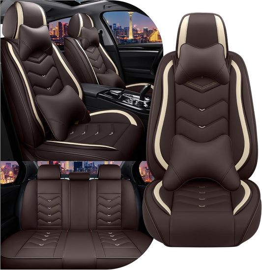 Car Seat Covers for Chrysler Pacifica 2004-2025, Stylish Sport Seat Cover, Premium Nappa Leather Car Seat Cover. Automobile Seat Covers Sets.(Luxury 5 Seats/Coffee Color)