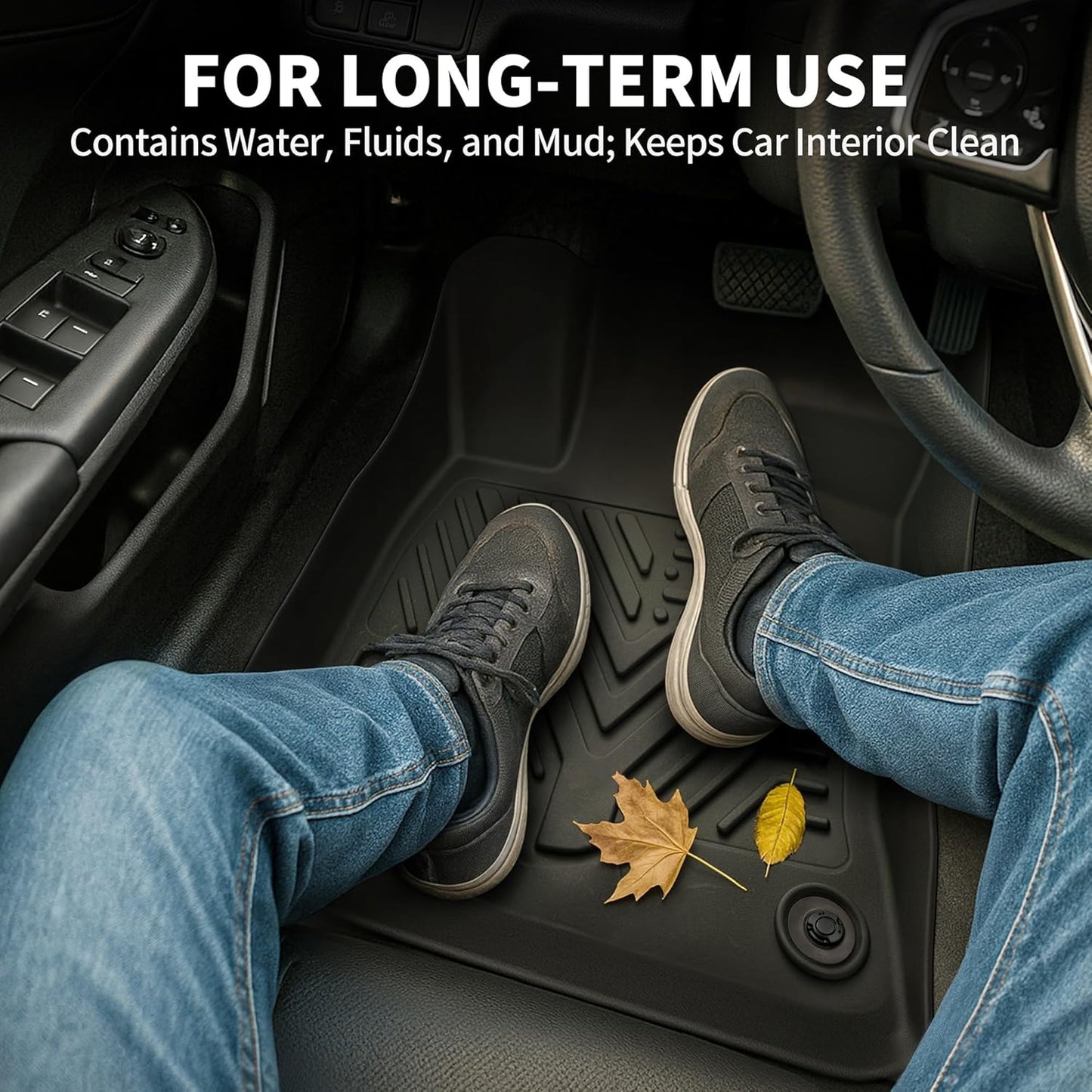 YITAMOTOR Floor Mats TPE-LITE Compatible with 2013-2018 Toyota RAV4 Standard Models (Nor for Hybrid or Prime),Custom Fit 1st & 2nd Row Floor Liners,All-Weather Protection Black