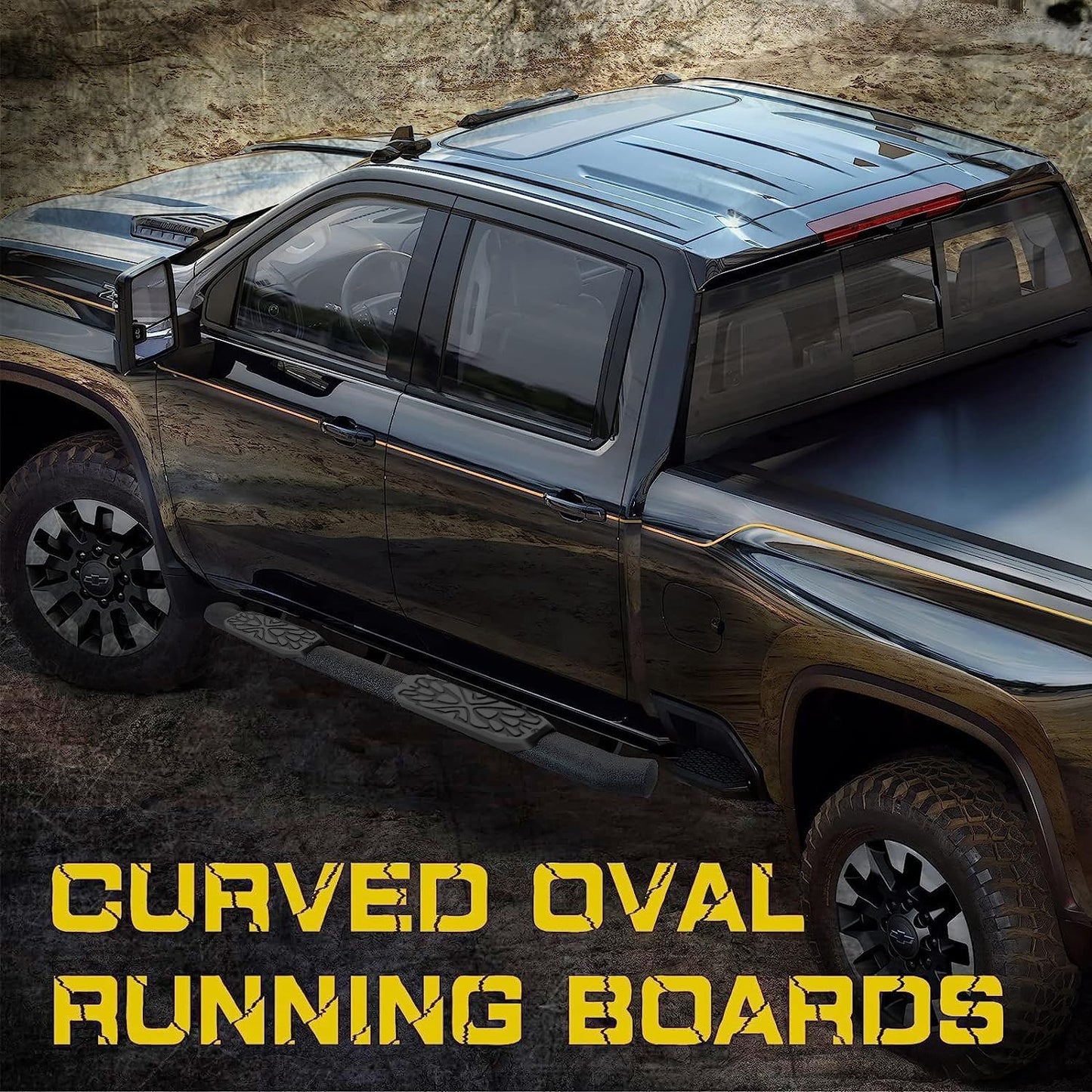 3.5 Inch Oval Tube Bar Running Boards Compatible with 2019-2025 Dodge Ram 1500 Crew Cab New Body Style(Excl. Ram 2500/3500/Classic). Truck Side Steps, Carbon Steel Side Steps Step Bars.