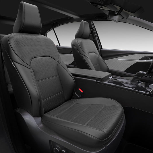 Leather Seat Covers for Toyota Camry 2025 LE SE Hybrid - Custom Fit Car Seat Cover Full Set, Luxury Waterproof Interior Accessories, Breathable Automotive Cushion Protectors, Black