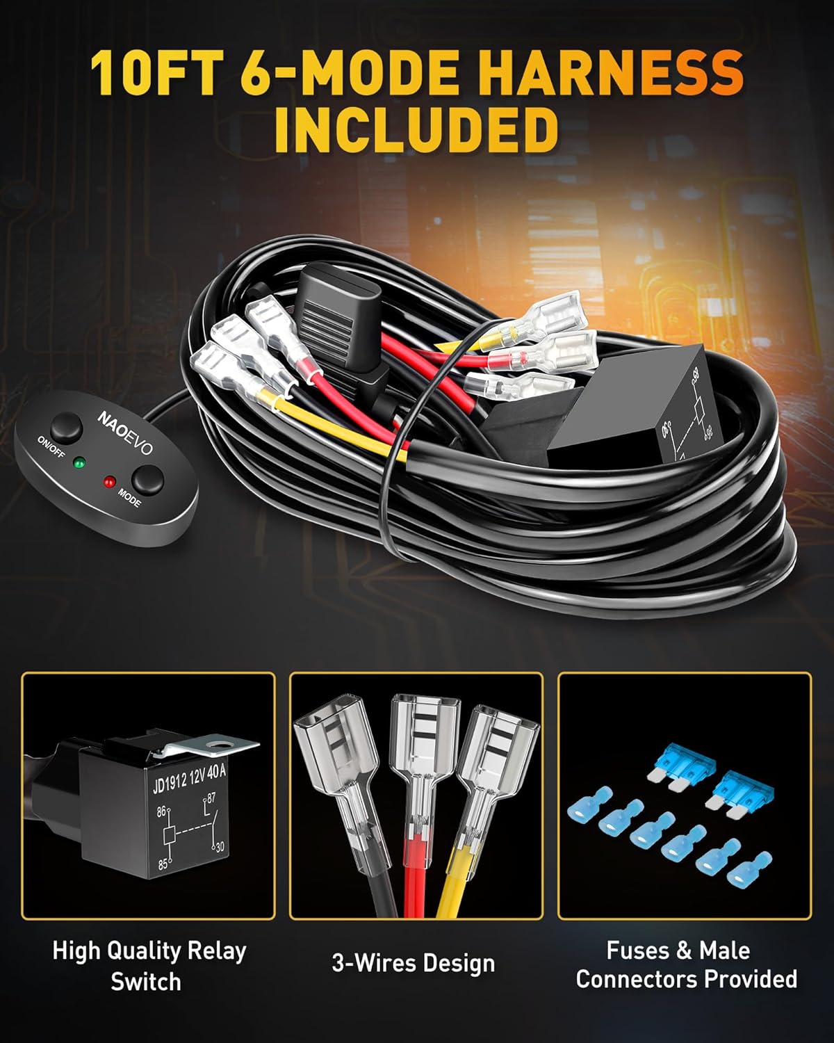 NAOEVO 4 Inch LED Pod Lights, White Amber LED Fog/Driving/Offroad Lights Strobe/Memory Mode and 2 Leads Wiring Harness, Cube Pods for Truck Boat ATV UTV, 2 Pcs (6 Modes)