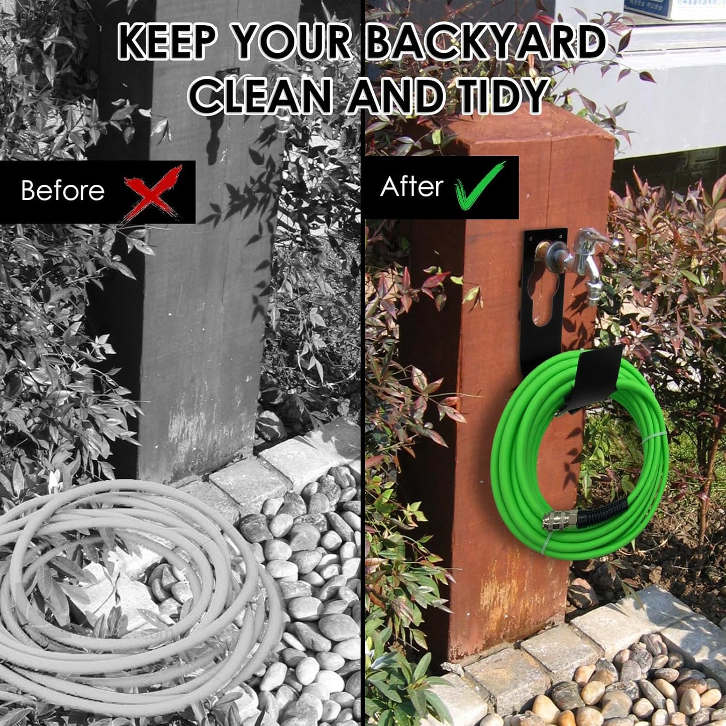 3Pcs Garden Hose Hanger Hook Carbon Steel Expandable Hose Holder Rack Wall Mounted Metal Faucet Hanger Hook for Garage Storage