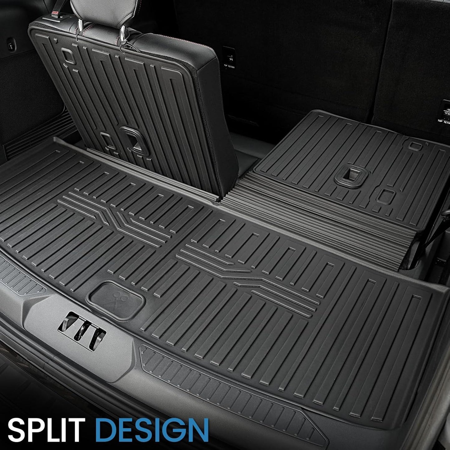 Cargo Mat with Backrest Mats for 2020-2024 2025 Ford Explorer Car Mat Accessories, All Weather TPE Cargo Liner Trunk Mat Active/ST Line/ST/Platinum(Cargo Mat with Backrest Mats)