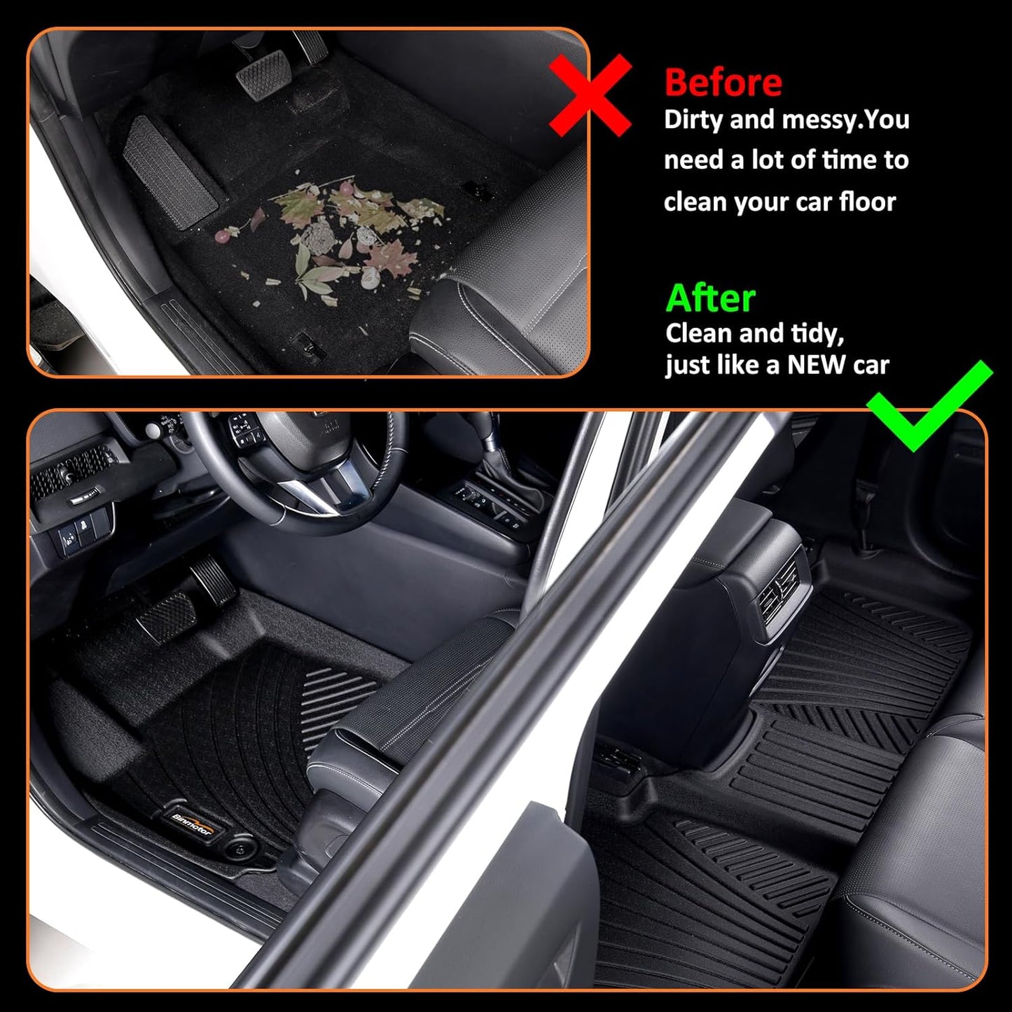 Binmotor-Floor Mats & Cargo Liner Set for Nissan Kicks 2025 SV丨SR (Not for S), All Weather Mats Cargo Trunk Mat Waterproof Car Mats for Nissan Kicks 2025 Accessories Custom Fit