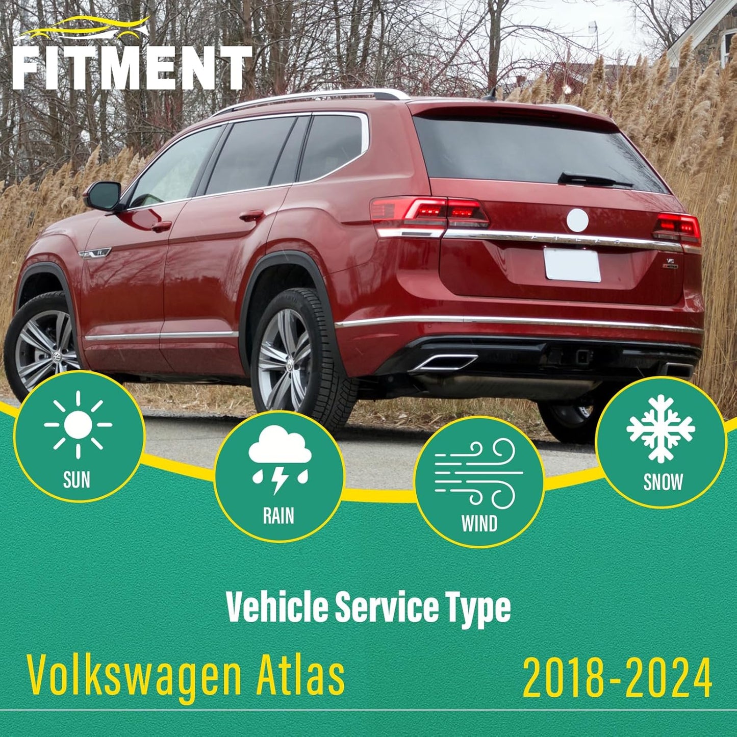 26" 22" 12" Windshield Wiper Blades Replacement for VW Volkswagen Atlas 2018 2019 2020 2021 2022 Premium All Weather Wiper Blade -OEM Quality(3 of Set)