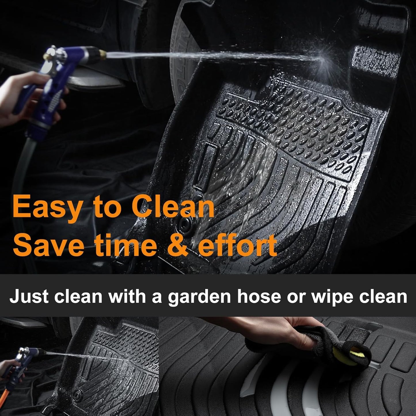 Binmotor-All Weather Car Floor Mats & Cargo Liner Set for Hyundai Elantra 2017-2020, 1st & 2nd Row & Rear Cargo Mat TPE Rubber Liners for Hyundai Elantra Accessories