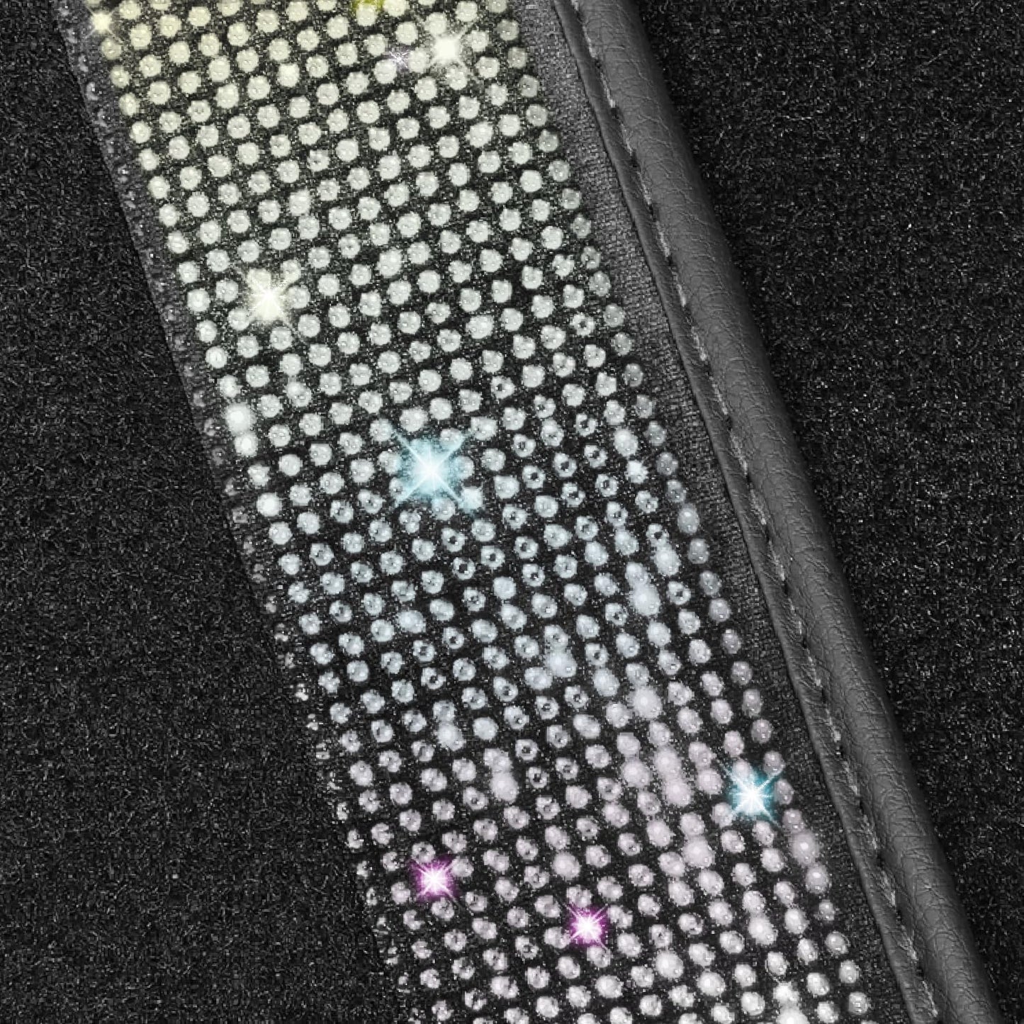 NBTEPEM Multicolor Bling Car Floor Mats Full Set, Universal Fit Most Cars,SUV, Trucks, 4 pcs Sparkle Glitter Diamond Carpet for Women Girls with Anti-Slip Pad (Colorful Diamond)