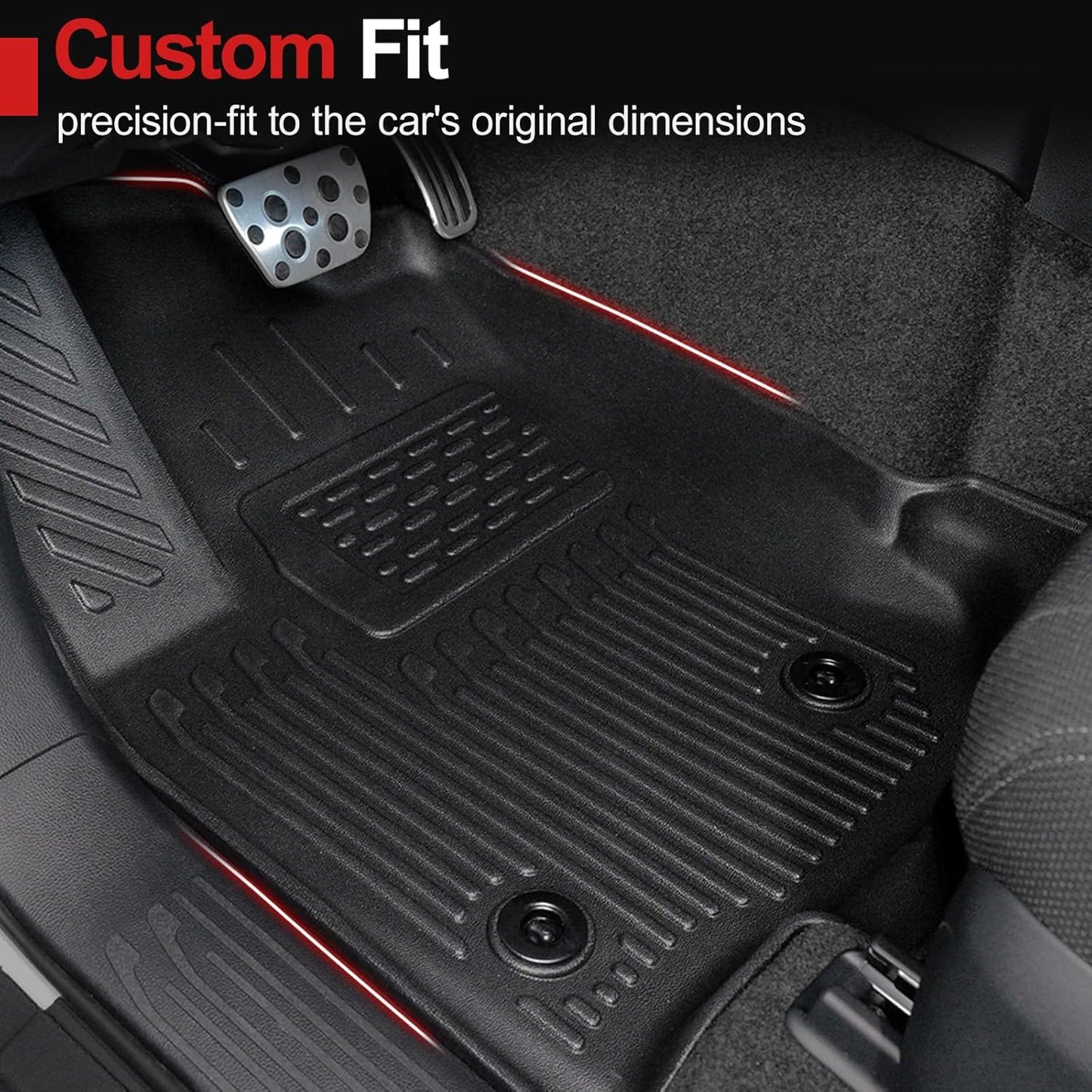 Floor Mats Set for 2025 Toyota 4Runner Fuel 5-Seater, Full Coverage All Weather TPE Car Mats with Cargo Mat & Trunk Backrest Protectors & 4 Door Sill Guards