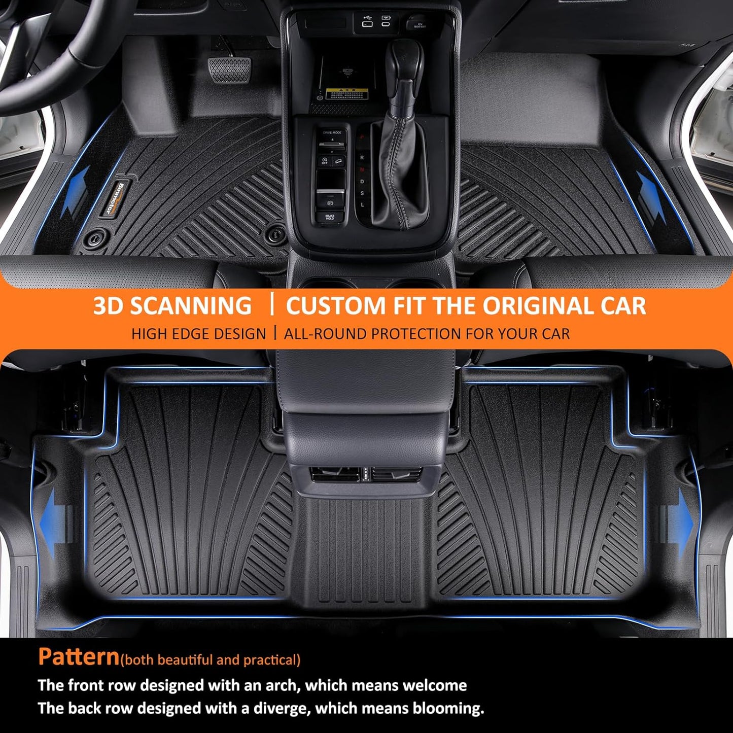 Binmotor-Floor Mats & Cargo Liner for Jeep Grand Cherokee 2022-2024 2025 (Include 4xe, Non WK/L), All Weather Car Mat Grand Cherokee Accessories Cargo Mat Floor Liners Trunk Liner