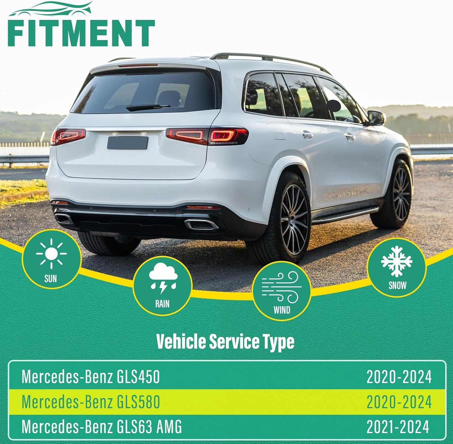 26" 22" 11" Windshield Wiper Blades Replacement for Mercedes-Benz GLS450 GLS580 GLS63 AMG 2020 2021 2022 2023 2024 GLS 450 580 63 AMG Premium All Weather Front Rear Wipers Set - OEM Quality(Pack of 3)