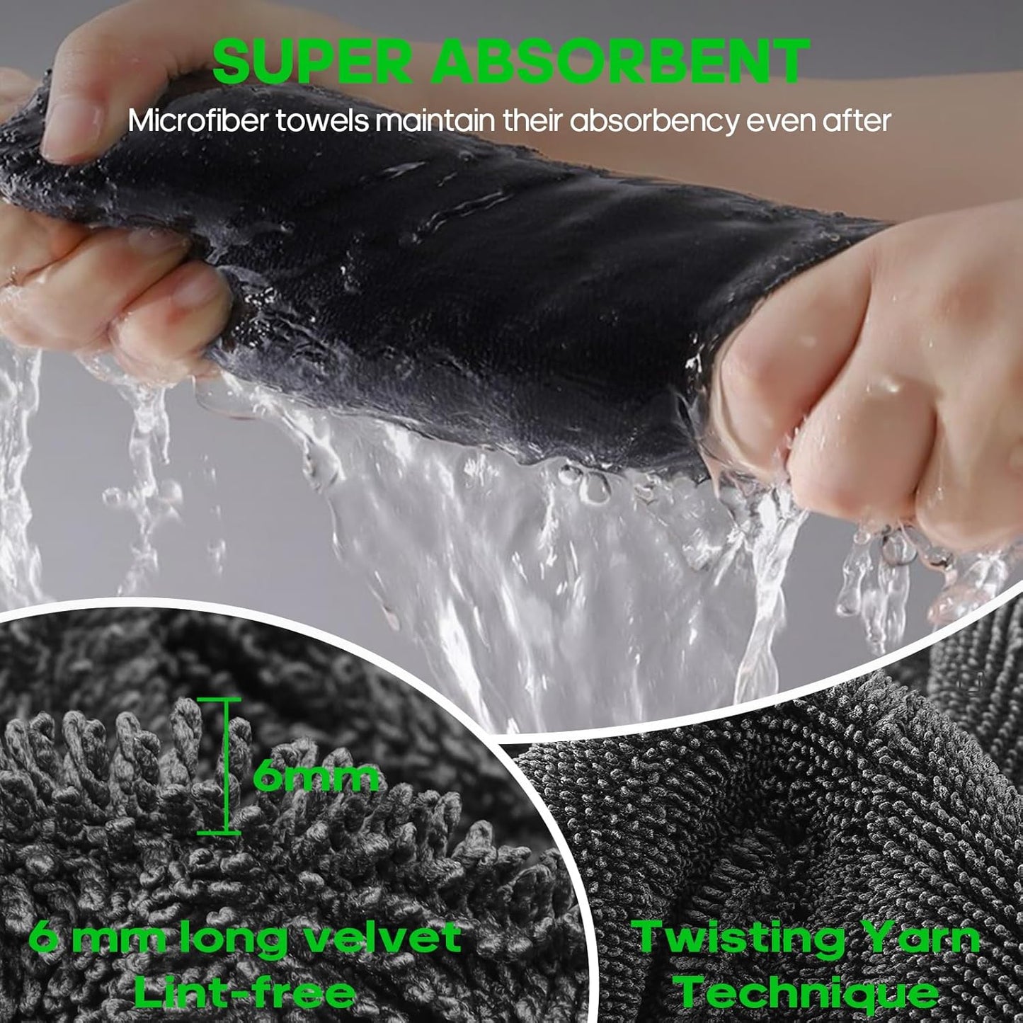 2 Pack Microfiber Towels (36"x 24") Extra Large Ultra Absorbent Drying Towel for Cars and Trucks, Without Streaks, Scratches, or Water Spots